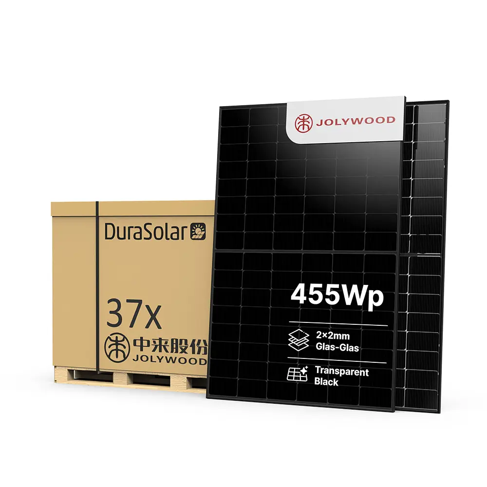 Jolywood 455W Bifazial 2x2mm Glas-Glas Modul JW-HD96N 455W - Palettenpreis (37 Stk.) - PV Solar Panel Jolywood 455W Bifazial 2x2mm Glas-Glas Modul JW-HD96N 455W - Palettenpreis (37 Stk.) - PV Solar Panel