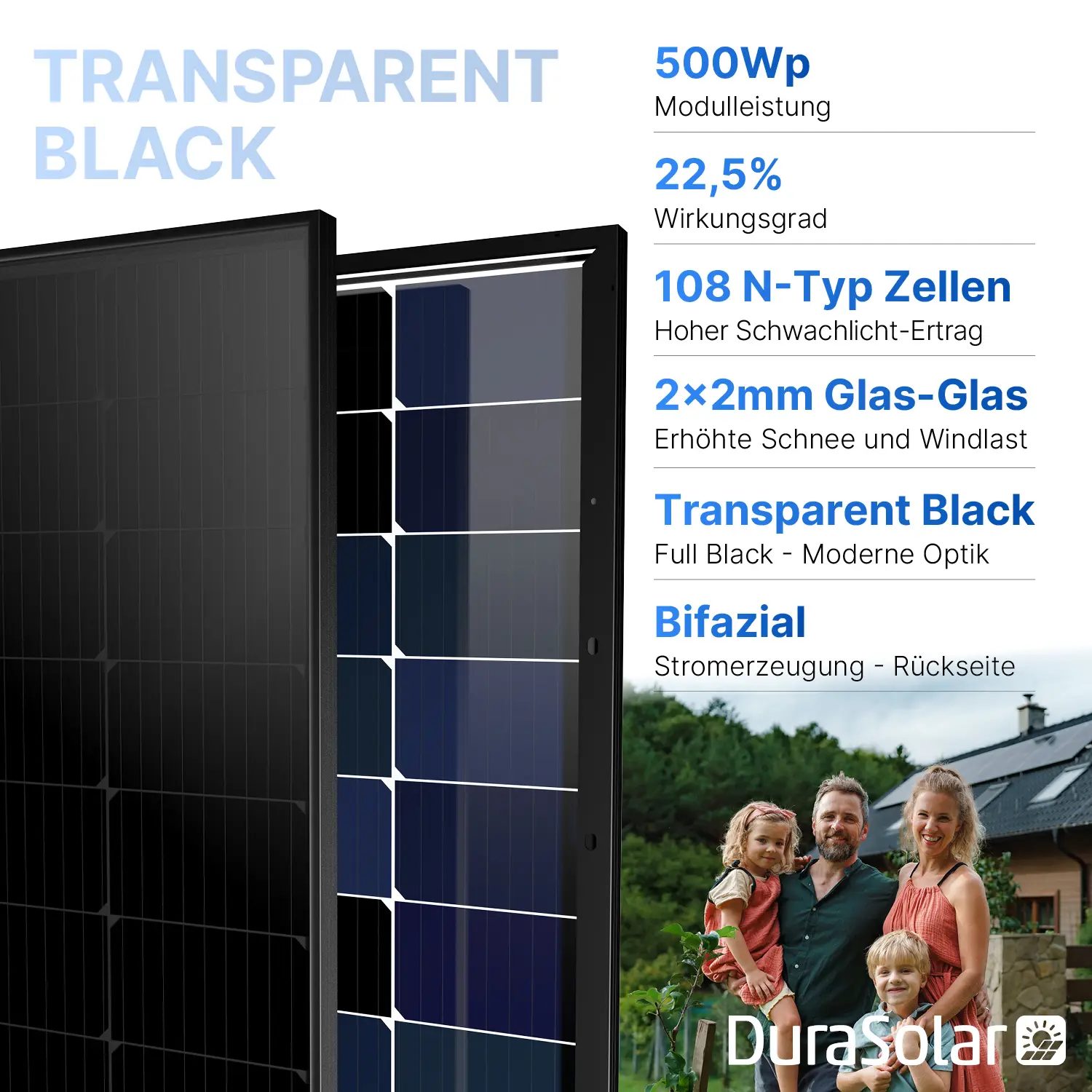 Balkonkraftwerk 800W/1000Wp bifazial mit 10m Anschlusskabel 