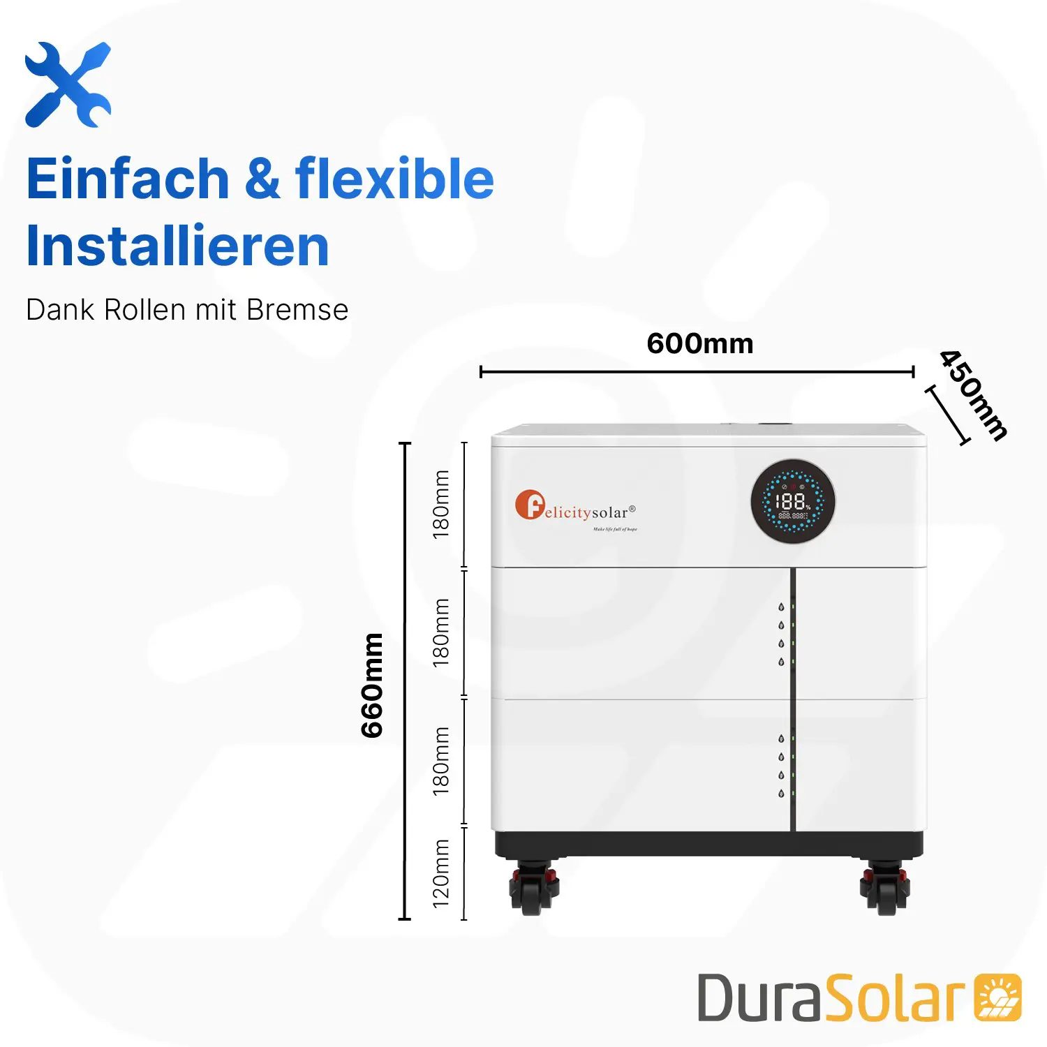 Felicity 15,36kWh PV-Speicher - LUX-X-48100LCG01 - Erweiterbare 48/51,2V LiFePO4 Batterie für Solaranlagen