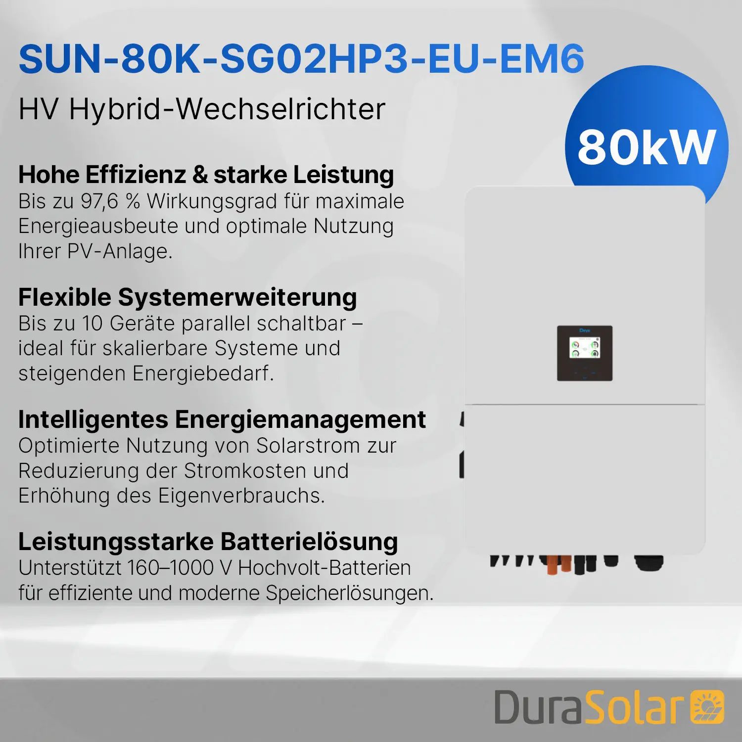 Deye SUN-80K-SG02HP3-EU-EM6 3-EU 8KW - Dreiphasig - Hybrid-Wechselrichter - Hochspannungsserie Deye SUN-80K-SG02HP3-EU-EM6 3-EU 8KW - Dreiphasig - Hybrid-Wechselrichter - Hochspannungsserie