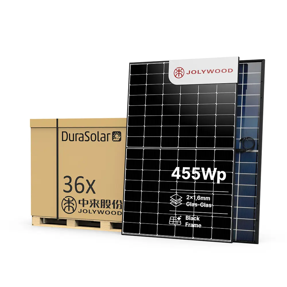 Jolywood 455W Bifazial 2x1,6mm Glas-Glas Modul JW-HD96N Black Frame Palettenpreis (36 Stk.)- PV Solar Panel 