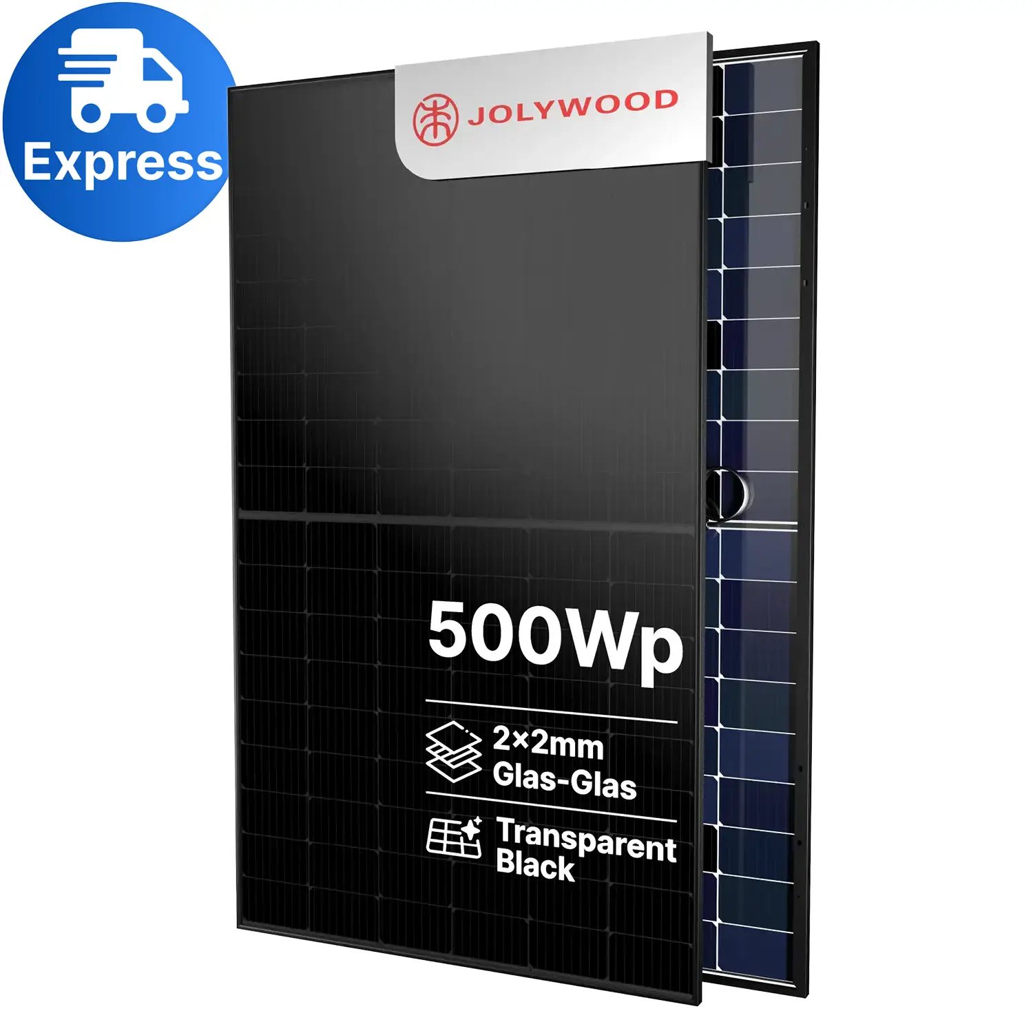 Jolywood 500W Full Black PV-Modul – (Bifazial | Glas-Glas | 108 Zellen) – JW-HD108N-R2 – Solar Panel