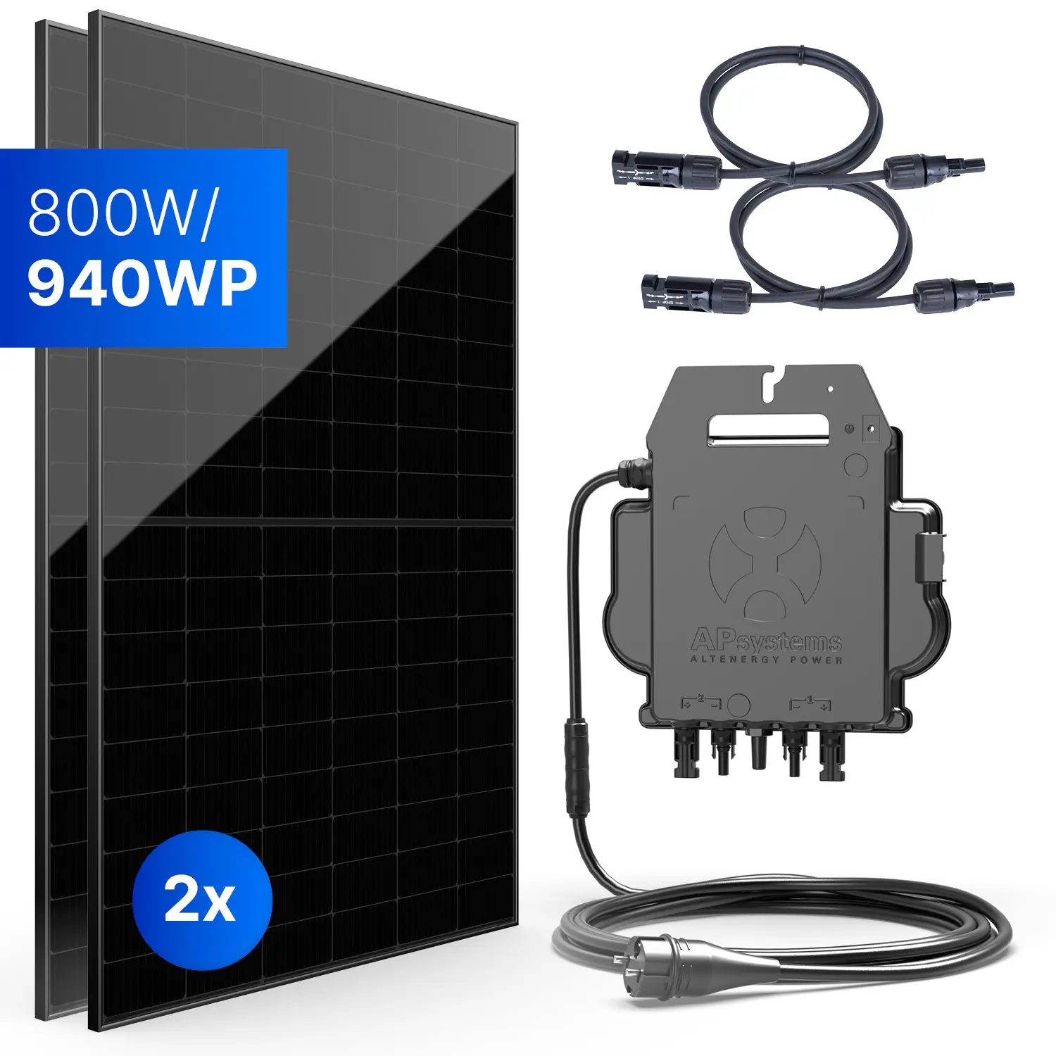 Balkonkraftwerk 800W/940Wp bifazial mit 3m Anschlusskabel Balkonkraftwerk 800W/940Wp bifazial mit 3m Anschlusskabel
