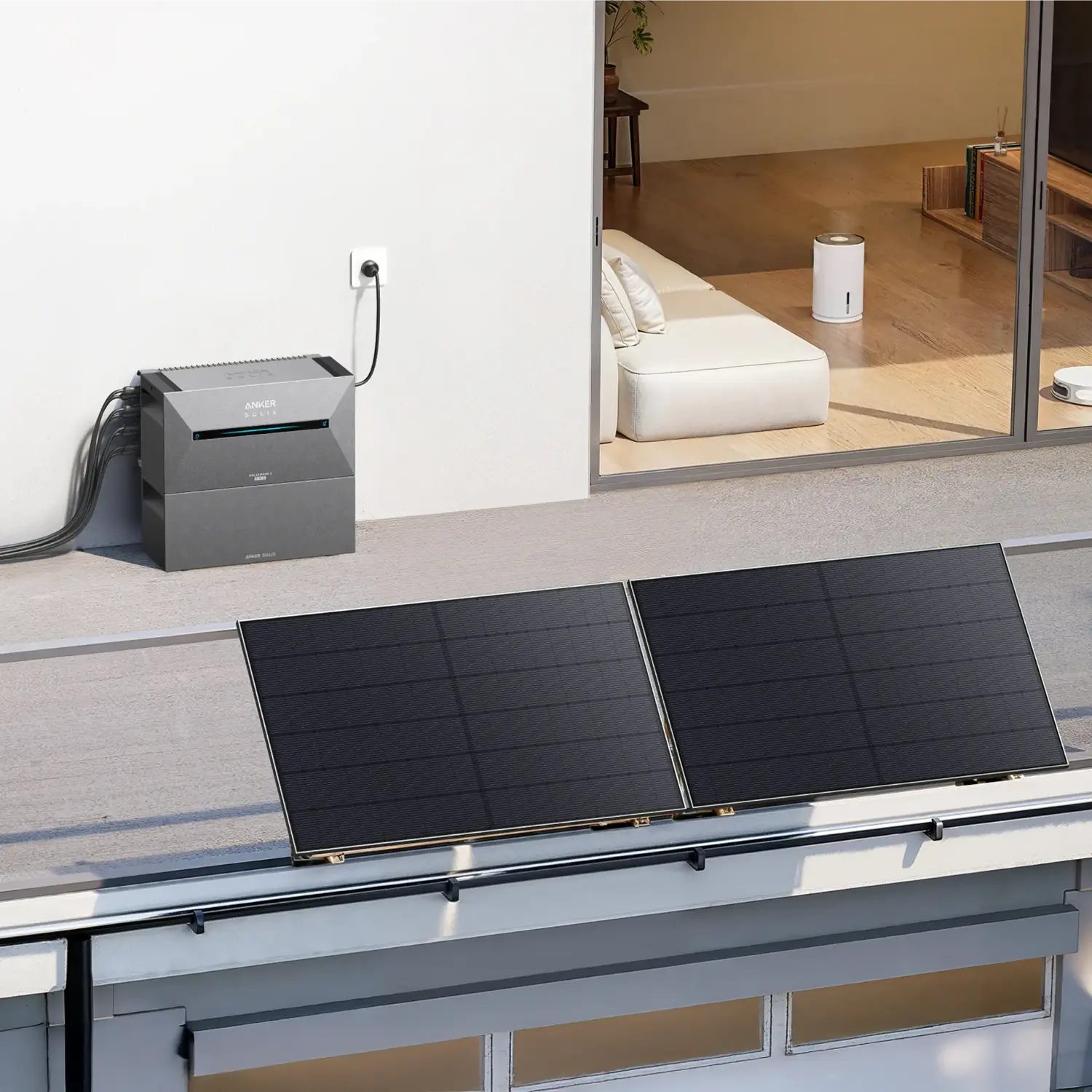 1000Wp Balkonkraftwerk mit Anker SOLIX Solarbank 2 E1600 PRO - 8kWh - 2x500Wp