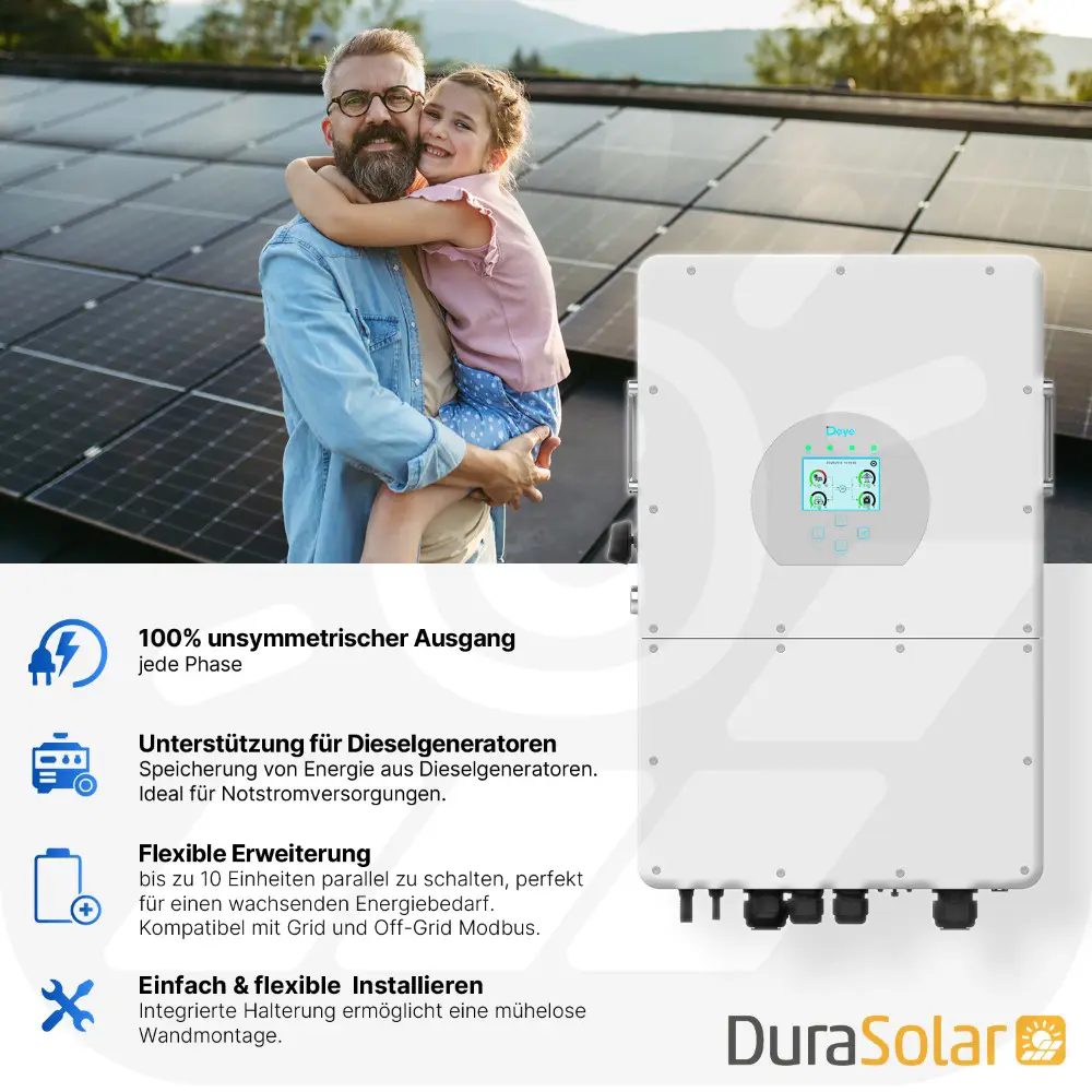 Deye SUN-15K-SG01HP3-EU-AM2 - Dreiphasig - 2/2+1 MPPT - Hybrid-Wechselrichter - Hochspannungsserie Deye SUN-15K-SG01HP3-EU-AM2 - Dreiphasig - 2/2+1 MPPT - Hybrid-Wechselrichter - Hochspannungsserie