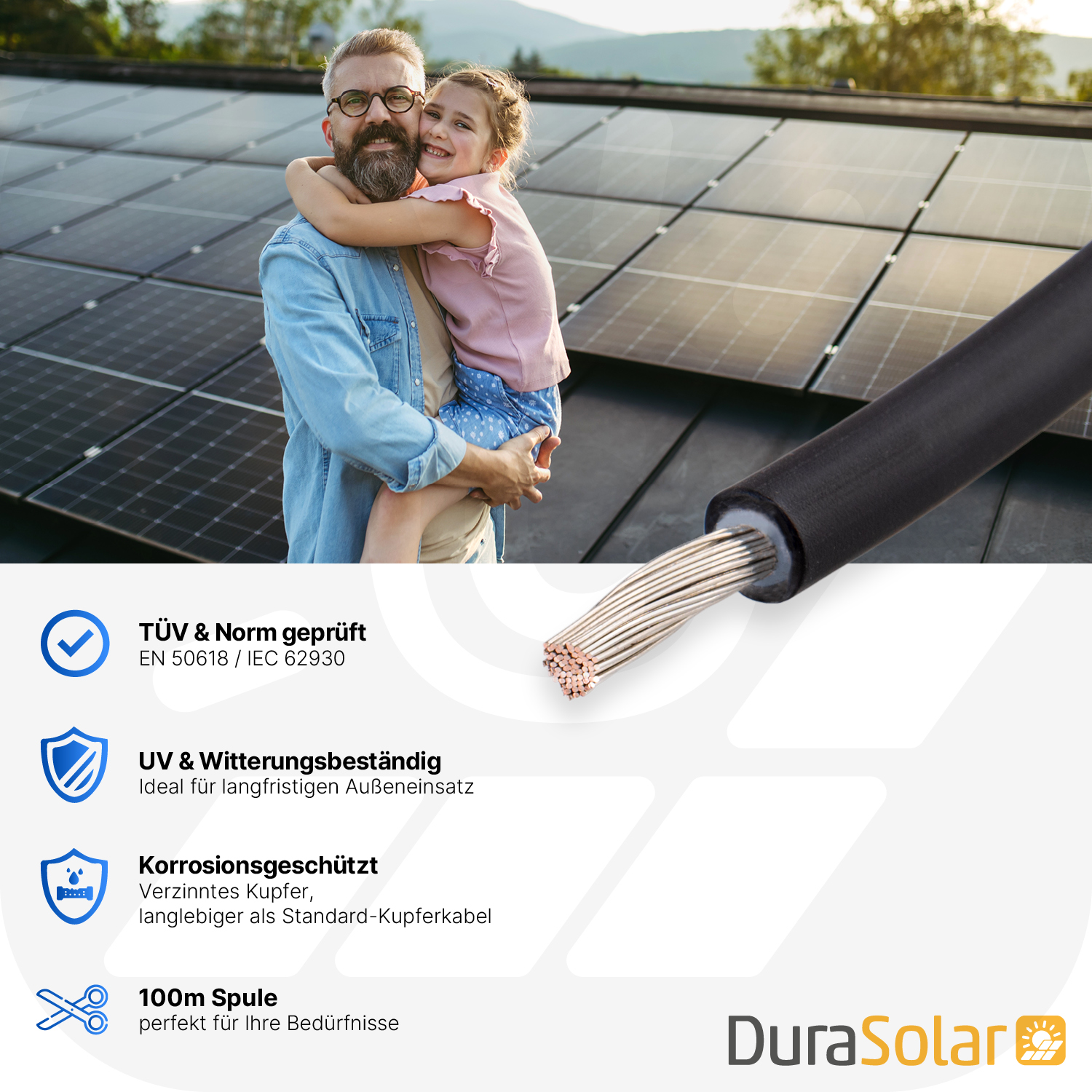 Solarkabel MC4 | 6mm² | Schwarz | 100m Spule Solarkabel MC4 | 6mm² | Schwarz | 100m Spule