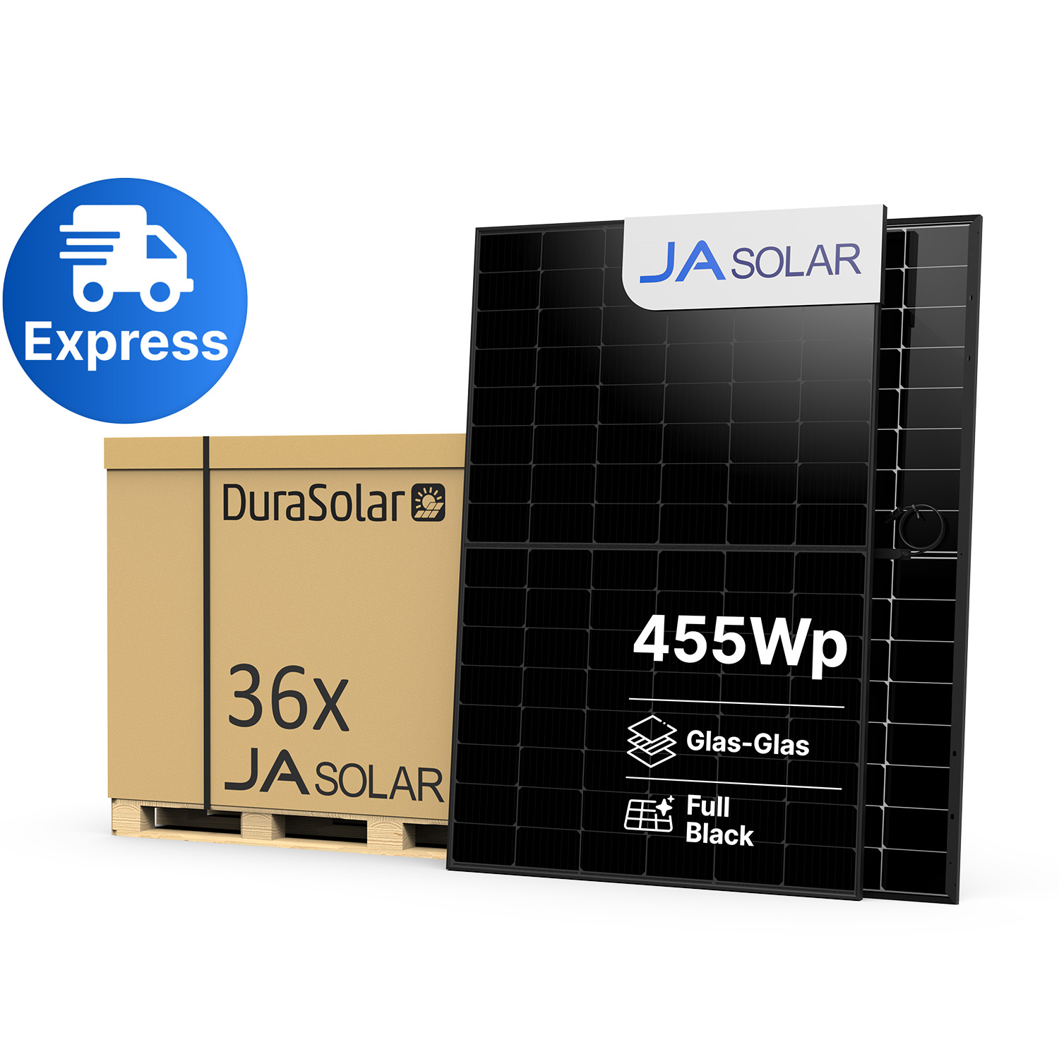 JA Solar 455W Bifazial Glas-Glas Full Black JAM54D41 LB - Palettenpreis (36 Stk.) - PV Modul JA Solar 455W Bifazial Glas-Glas Full Black JAM54D41 LB - Palettenpreis (36 Stk.) - PV Modul