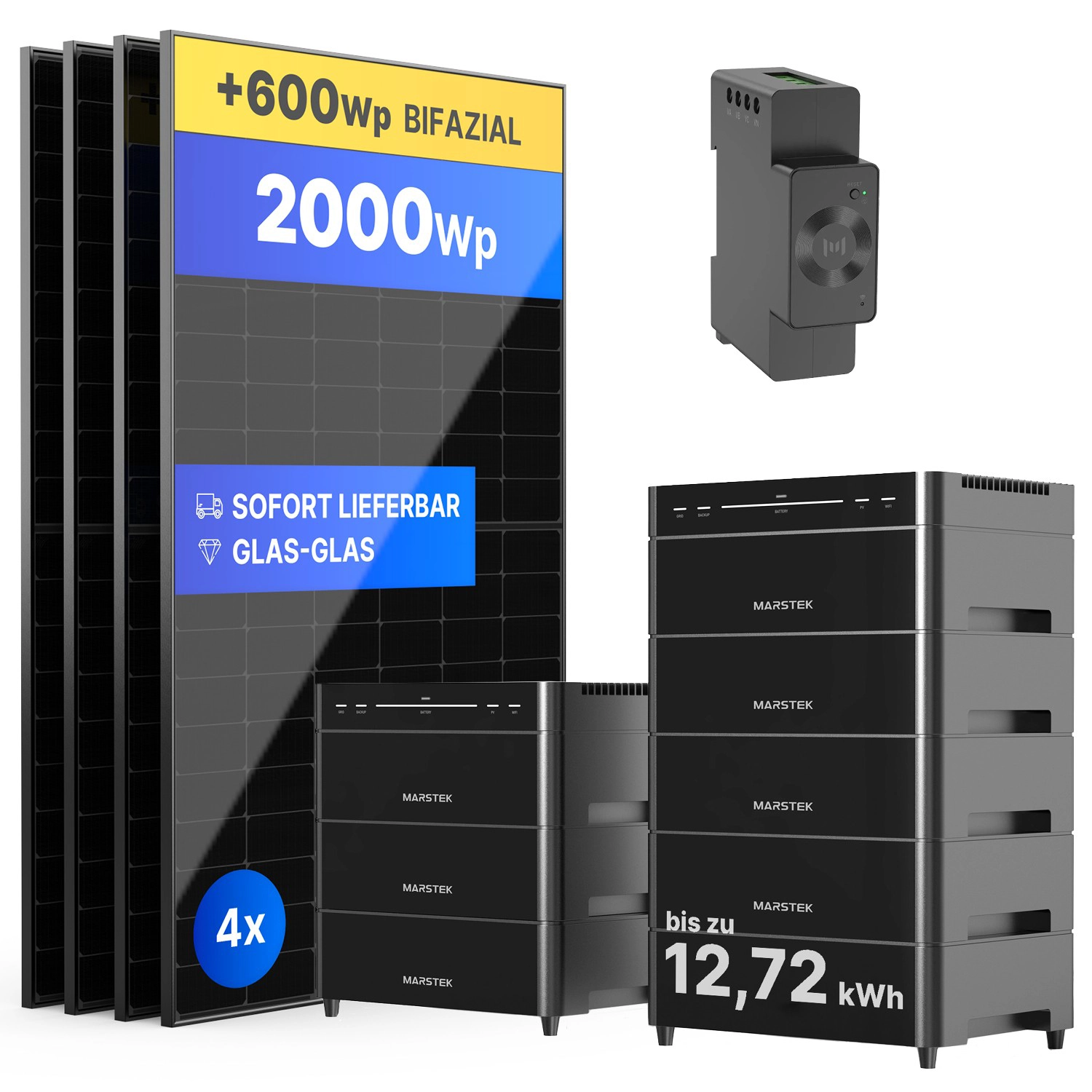 Balkonkraftwerk mit Marstek Venus A - 2000Wp/bis zu 12720Wh - Mini-PV-Anlage  Balkonkraftwerk mit Marstek Venus A - 2000Wp/bis zu 12720Wh - Mini-PV-Anlage
