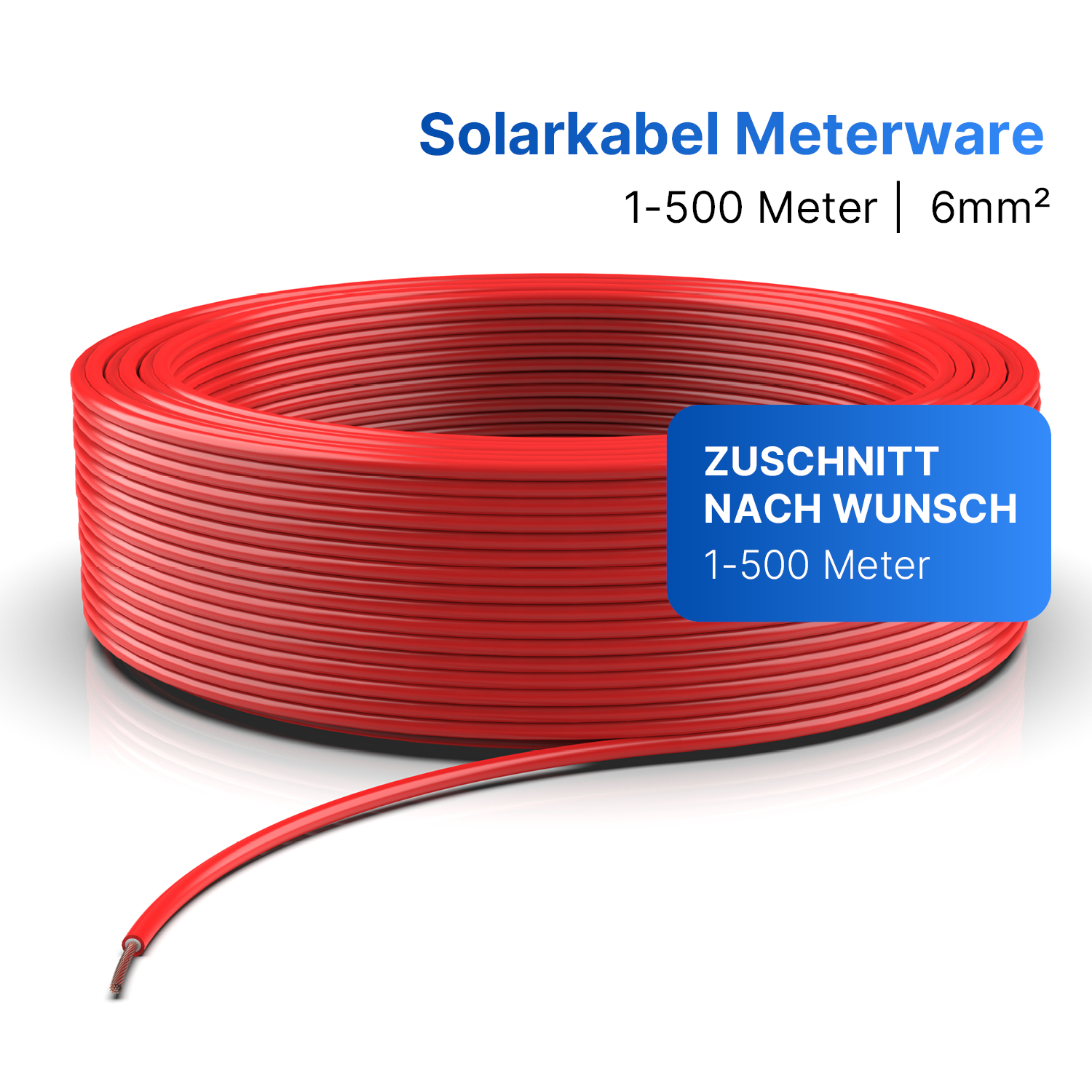Solarkabel | Markenqualität | 6mm² | Rot | Meterware