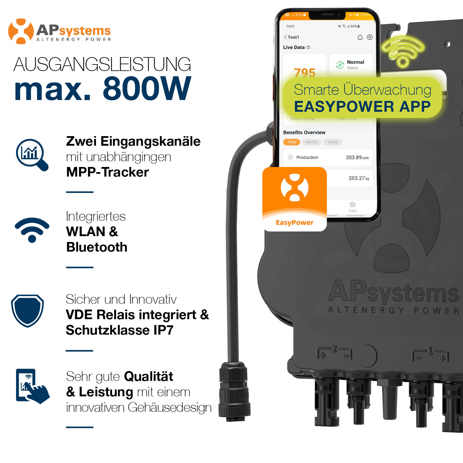 410501 APSystems A-EZ1-M 800 Watt - PV Mikro-Wechselrichter | 800W | 410501