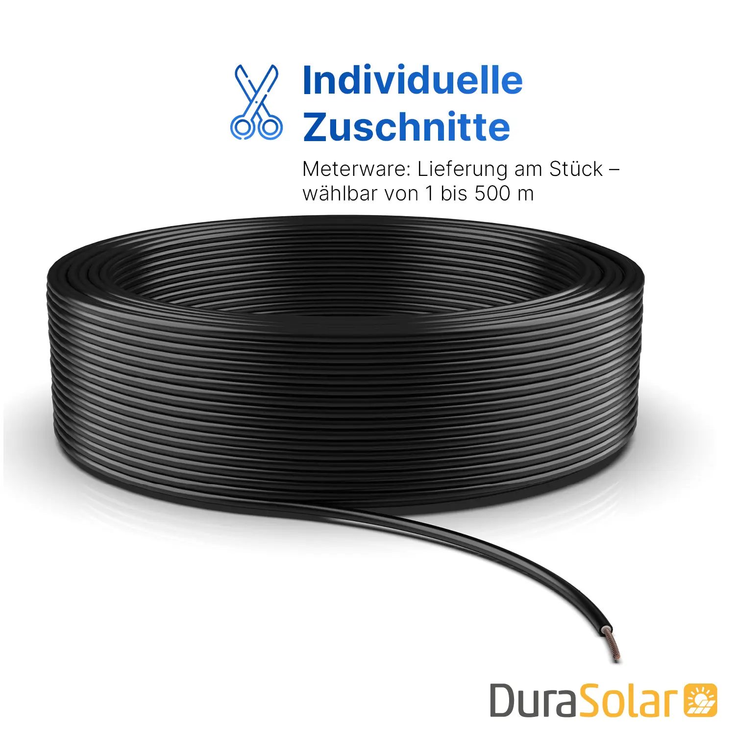 Solarkabel | Markenqualität | 6mm² | Schwarz | Meterware Solarkabel | 4mm² / 6mm² | Schwarz/Rot | Meterware