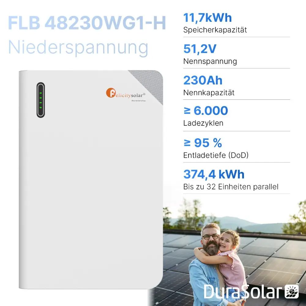 Felicity 11,7kWh PV-Speicher - FLB 48230WG1-H - Niedervolt-Batteriespeicher für Solaranlagen Felicity 11,7kWh PV-Speicher - FLB 48230WG1-H - Niedervolt-Batteriespeicher für Solaranlagen