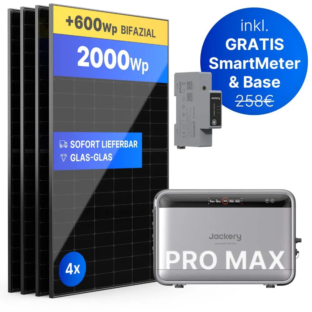 2000Wp Balkonkraftwerk mit Jackery SolarVault 3 Pro Max - XkWh - 4x500Wp 