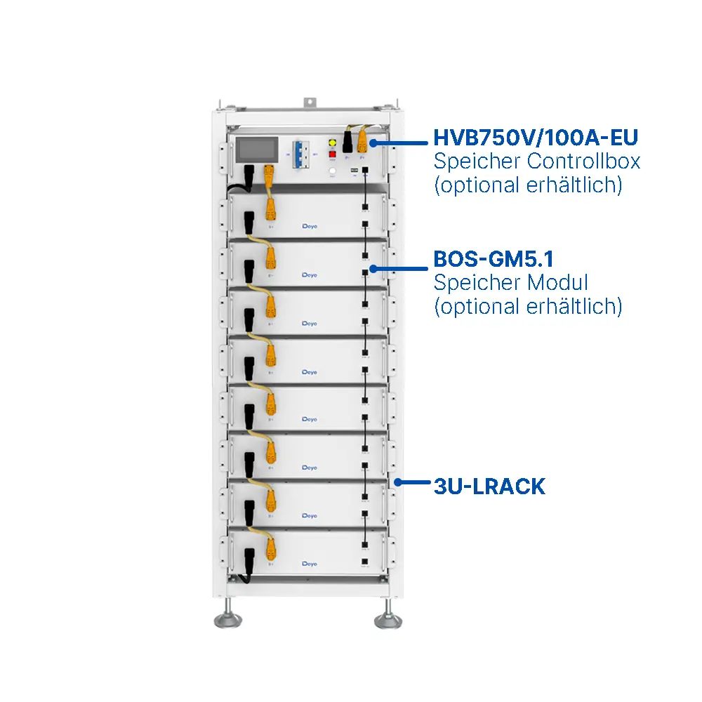 Deye 3U - Rack System für z.B. Hochvolt BOS-GM 5.1 / BOS-G Pro Batterien 53x60,2x162,9 cm