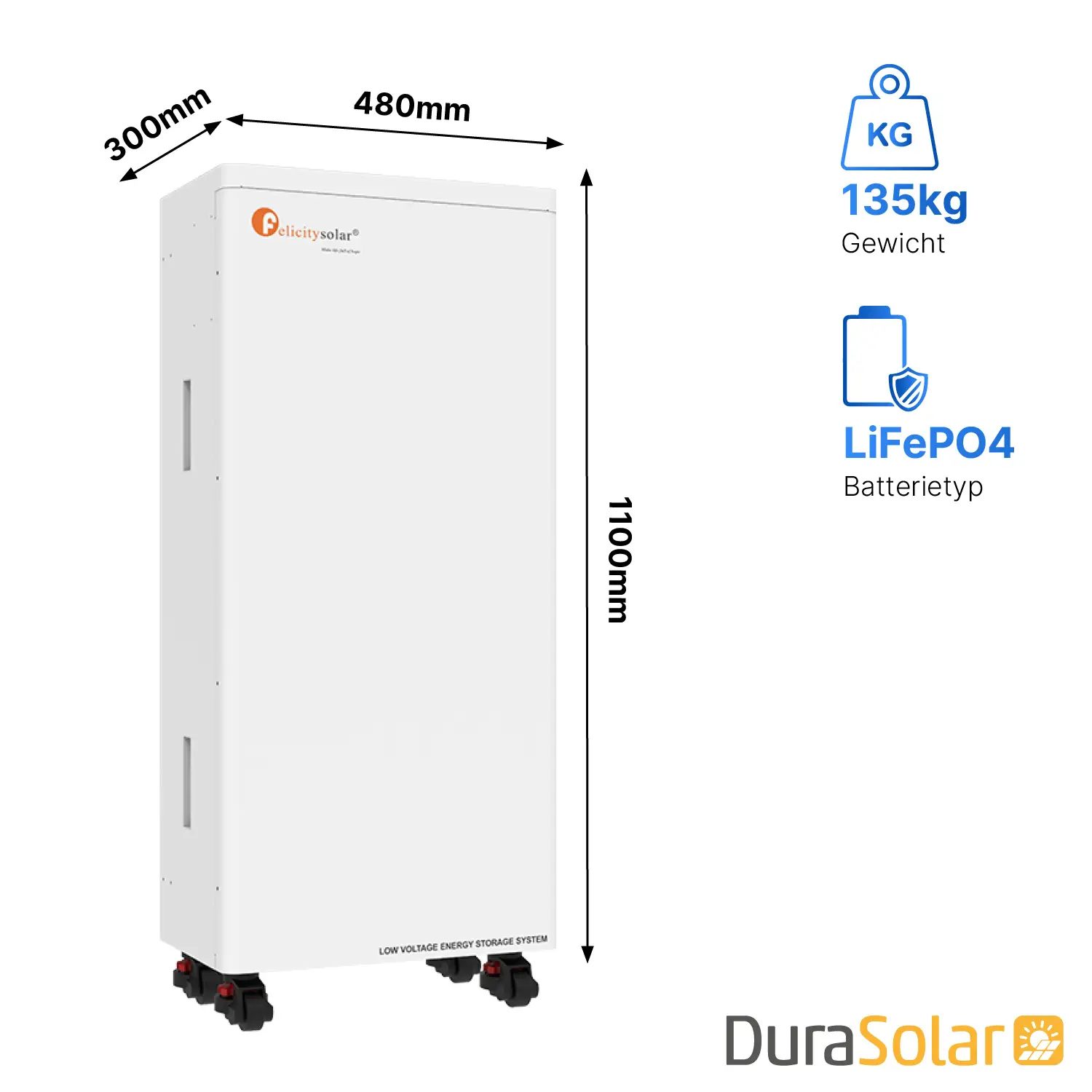 Felicity 14,3kWh Batteriespeicher | FLA48280-EU | Niedervolt | LiFePO4 Lithium-Ion Battery | 51,2V | 280Ah