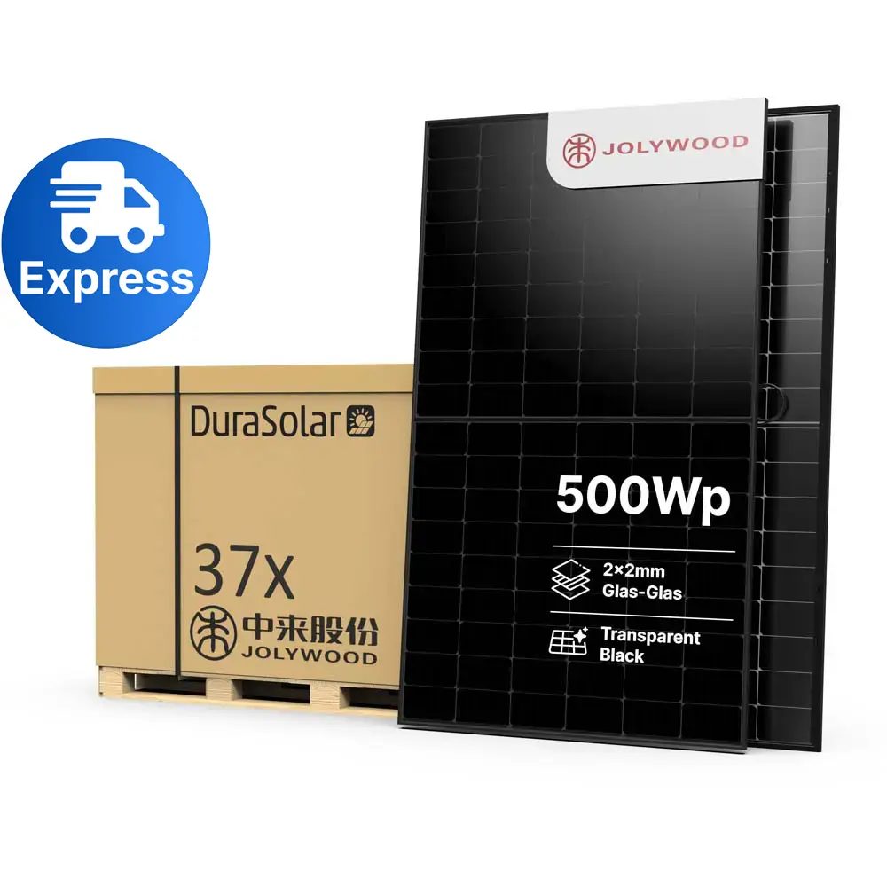 Jolywood 500W Full Black PV-Modul – (Bifazial | Glas-Glas | 108 Zellen) – JW-HD108N-R2 – Palettenpreis (37 Stk.) – Solar Panel