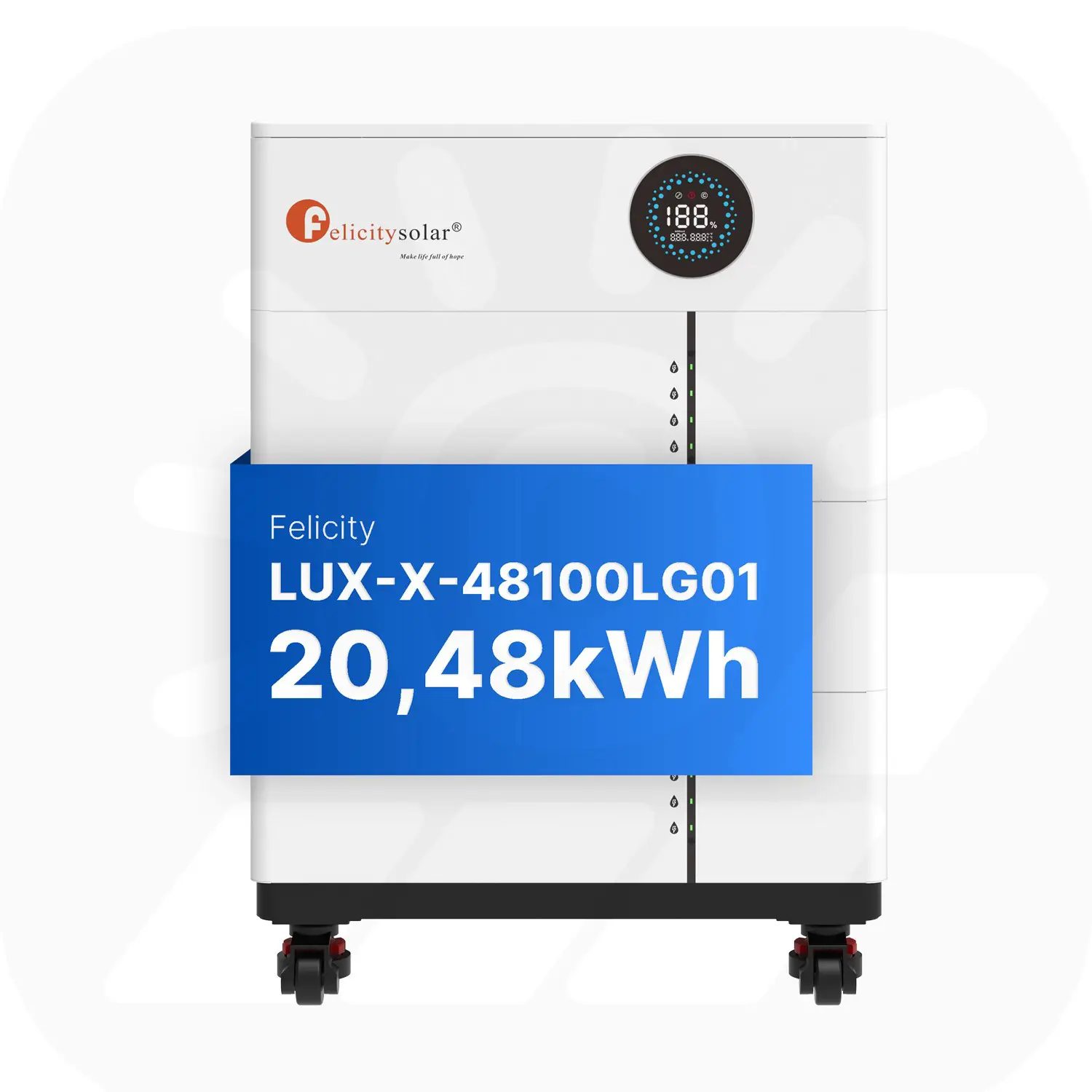 Felicity 20,48kWh PV-Speicher - LUX-X-48100LCG01 - Erweiterbare 48/51,2V LiFePO4 Batterie für Solaranlagen Akku-Kapazität: 20,48kWh