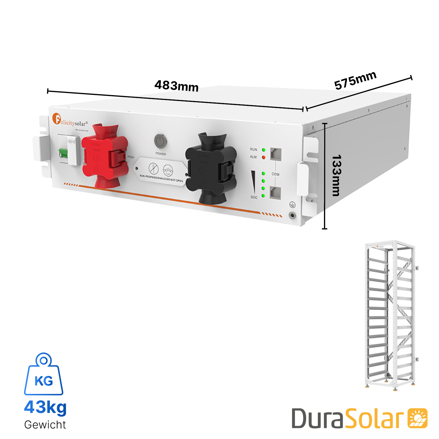 Felicity FLA48100UG1 Set – 30,72 kWh – Niedervolt Speicher inkl. Rack Felicity FLA48100UG1 Set – 30,72 kWh – Niedervolt Speicher inkl. Rack