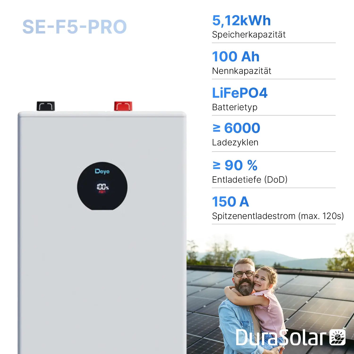 Deye 5,12kWh PV-Speicher – SE-F5 Pro – Niedervolt-Batteriespeicher – LiFePO4 