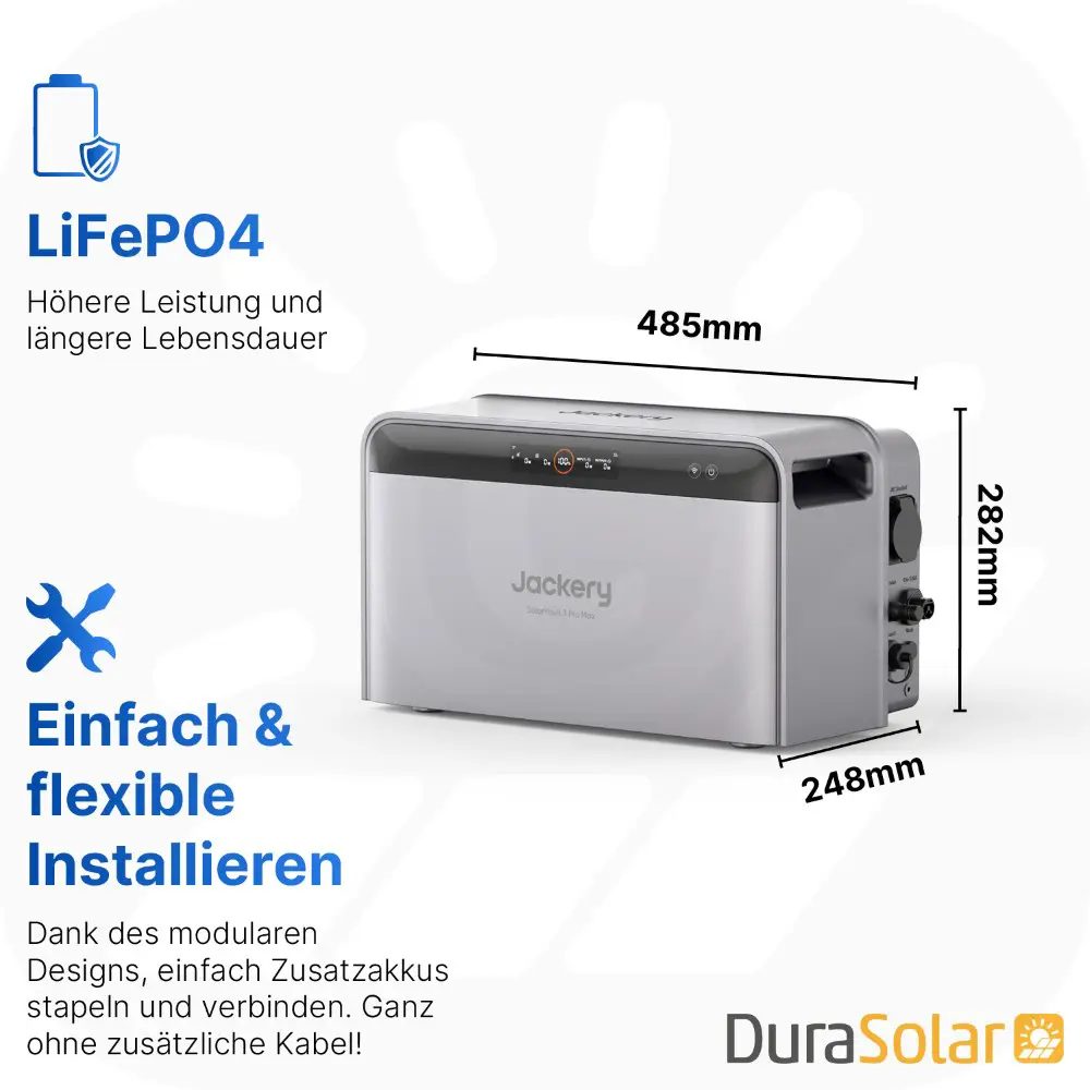 1000Wp Balkonkraftwerk mit Jackery SolarVault 3 Pro Max - 12,5kWh - 2x500Wp 