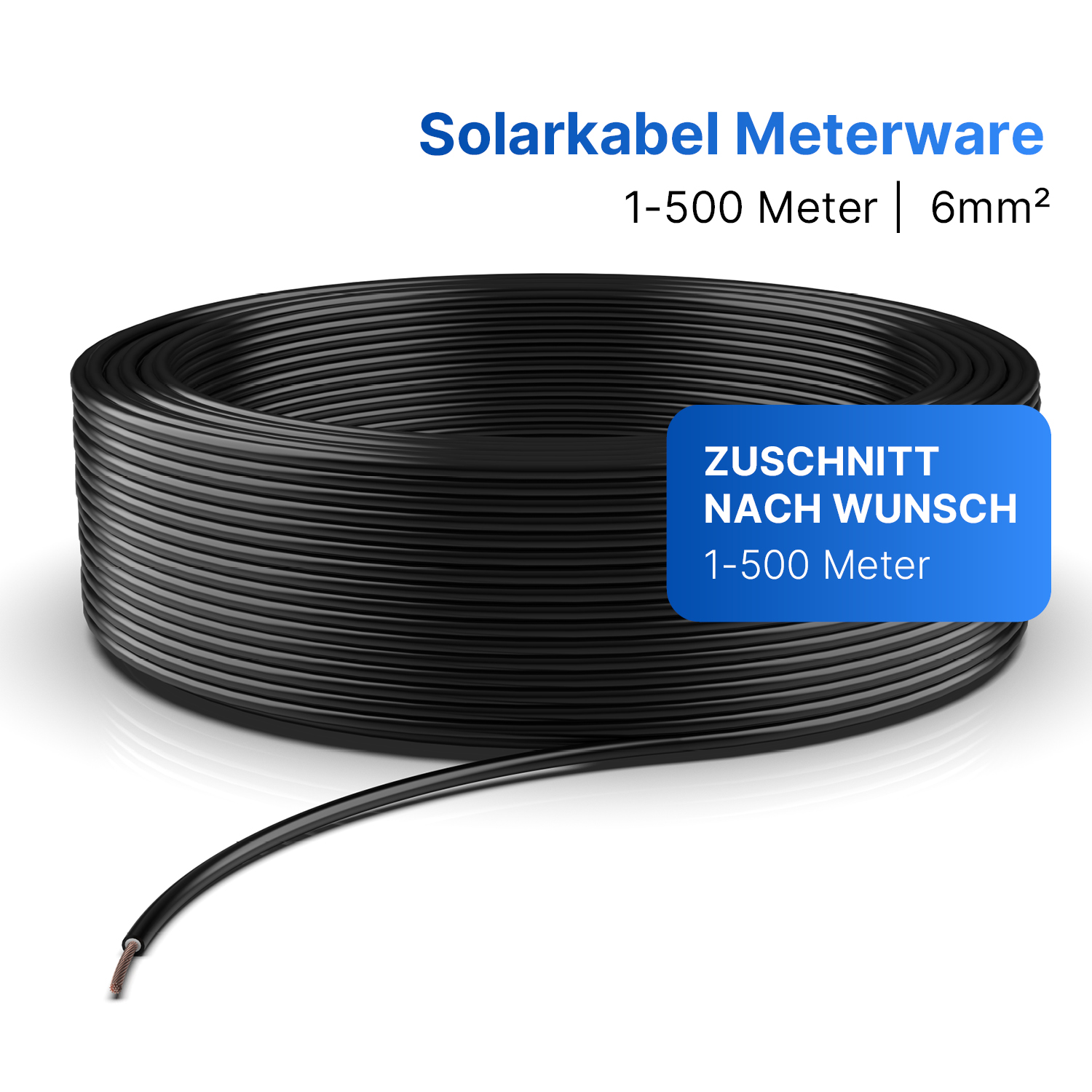 Solarkabel | Markenqualität | 6mm² | Schwarz | Meterware