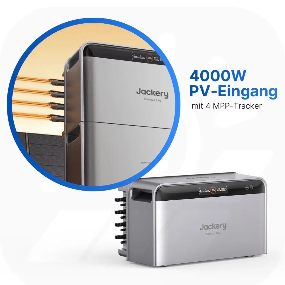 1000Wp Balkonkraftwerk mit Jackery SolarVault 3 Pro Max - 12,5kWh - 2x500Wp 