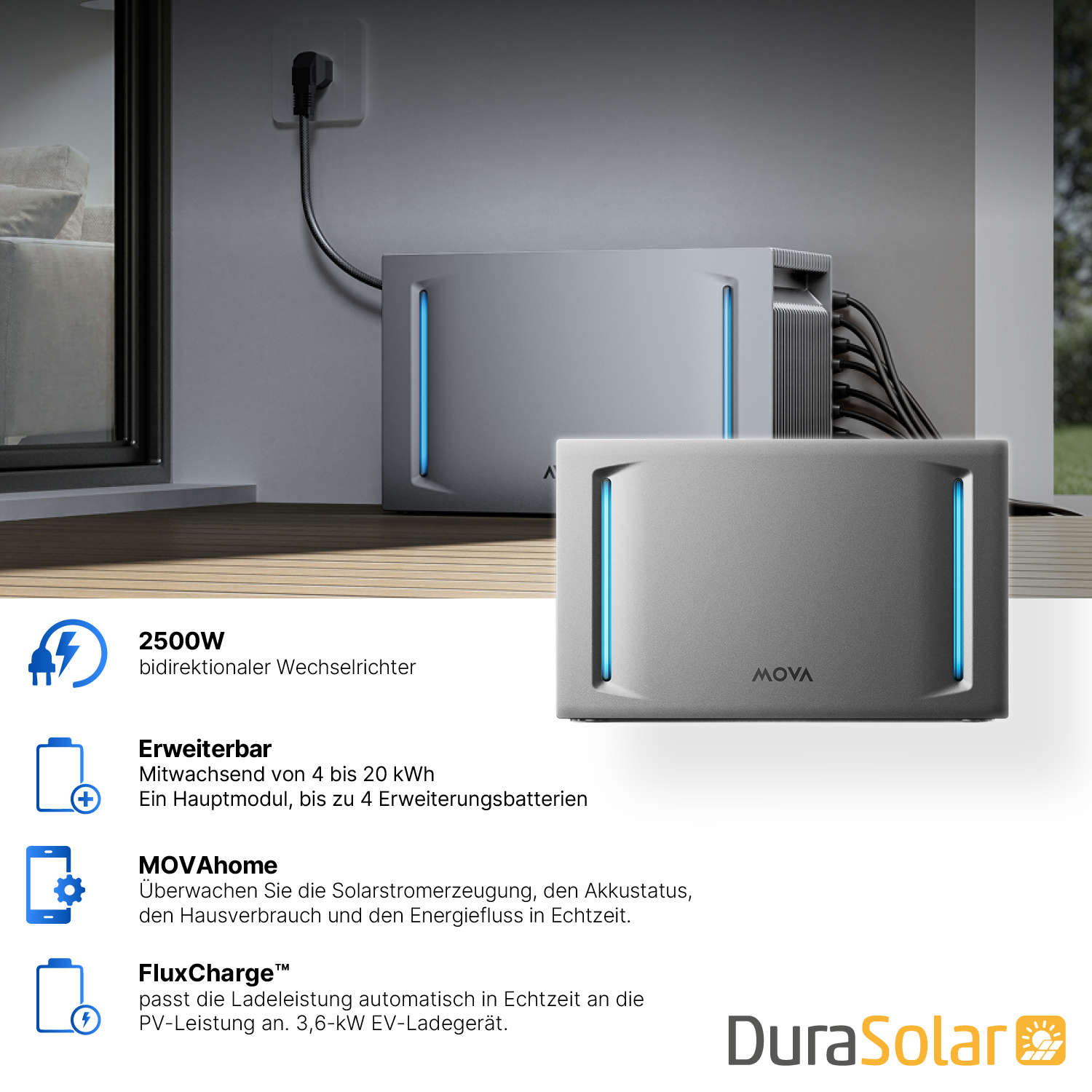 MOVA LumeGret A4000 Solarspeicher, 4 bis 20 kWh, Plug & Play