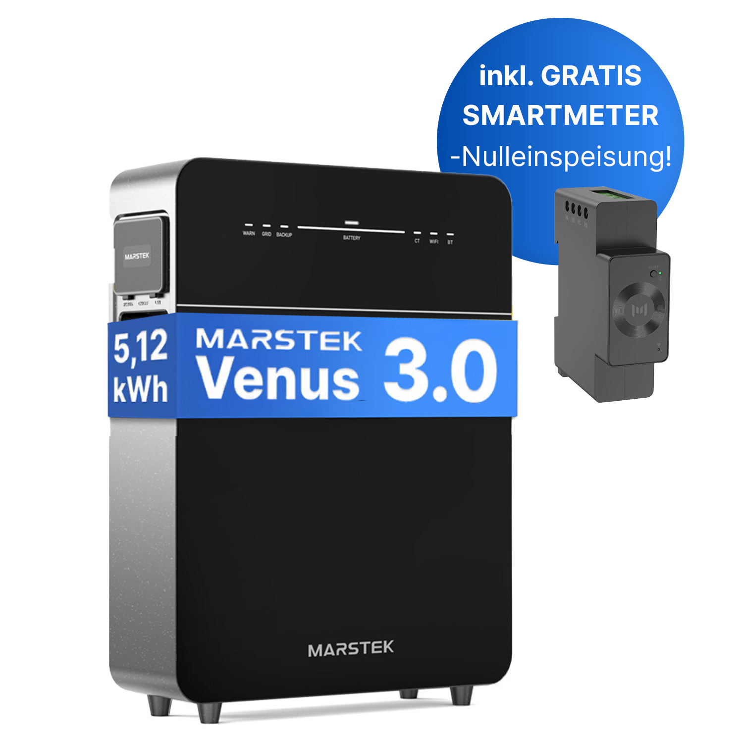Marstek Venus E 3.0 – 5,12 kWh AC inkl. SmartMeter - Solarstromspeicher & Plug-in-Batteriesystem für Photovoltaik