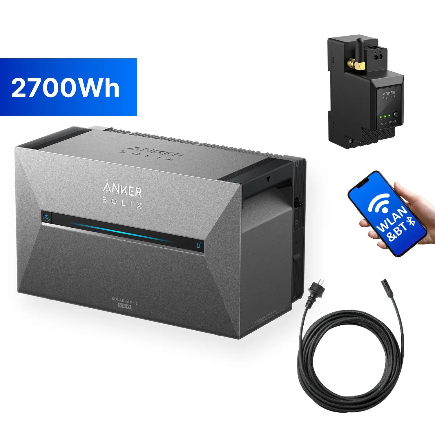 Anker SOLIX Solarbank 3 ink. SmartMeter - 2,68kWh - E2700 Pro - Balkonkraftwerkspeicher Anker SOLIX Solarbank 3 ink. SmartMeter - 2,68kWh - E2700 Pro - Balkonkraftwerkspeicher