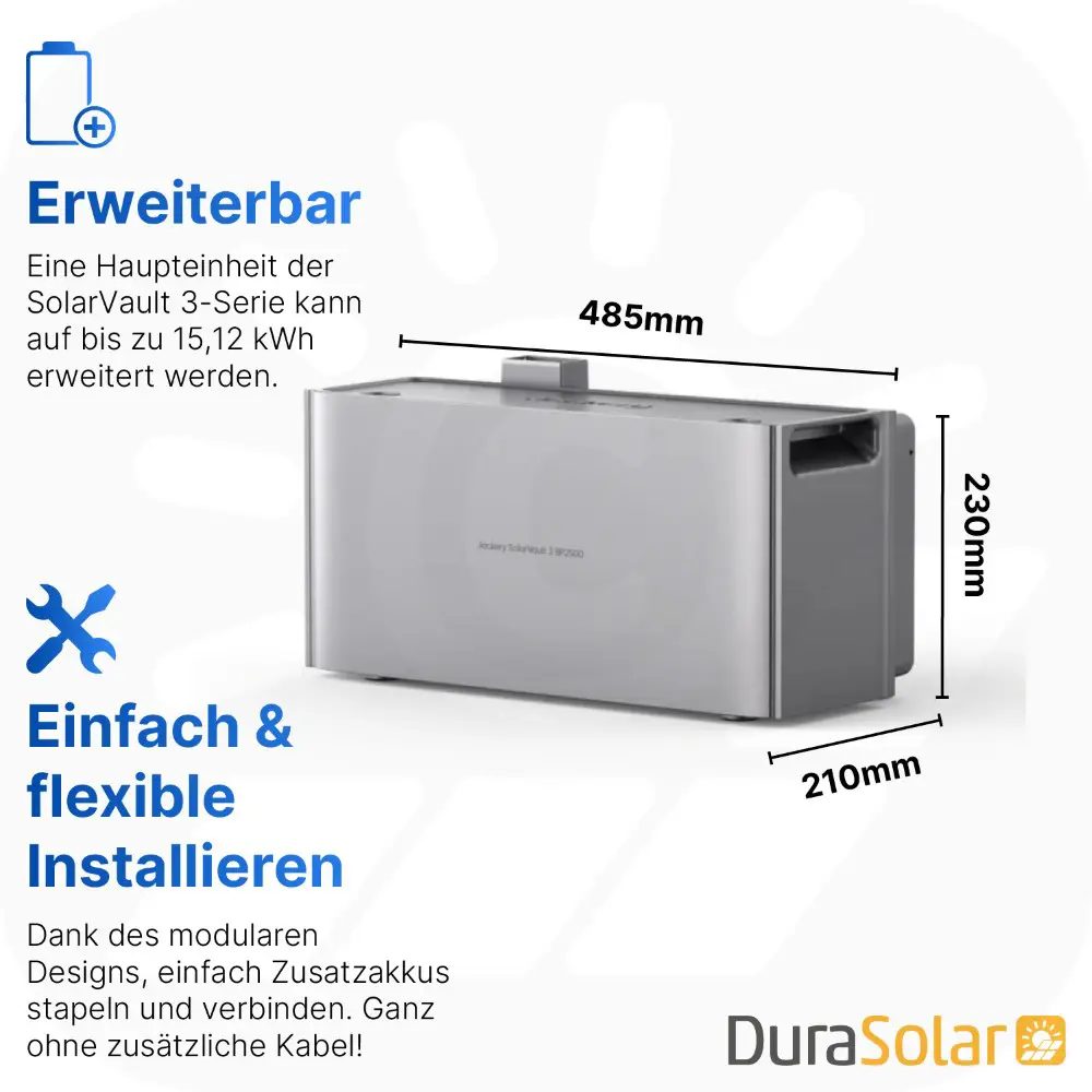 1000Wp Balkonkraftwerk mit Jackery SolarVault 3 Pro Max - 12,5kWh - 2x500Wp 1000Wp Balkonkraftwerk mit Jackery SolarVault 3 Pro Max - 12,5kWh - 2x500Wp