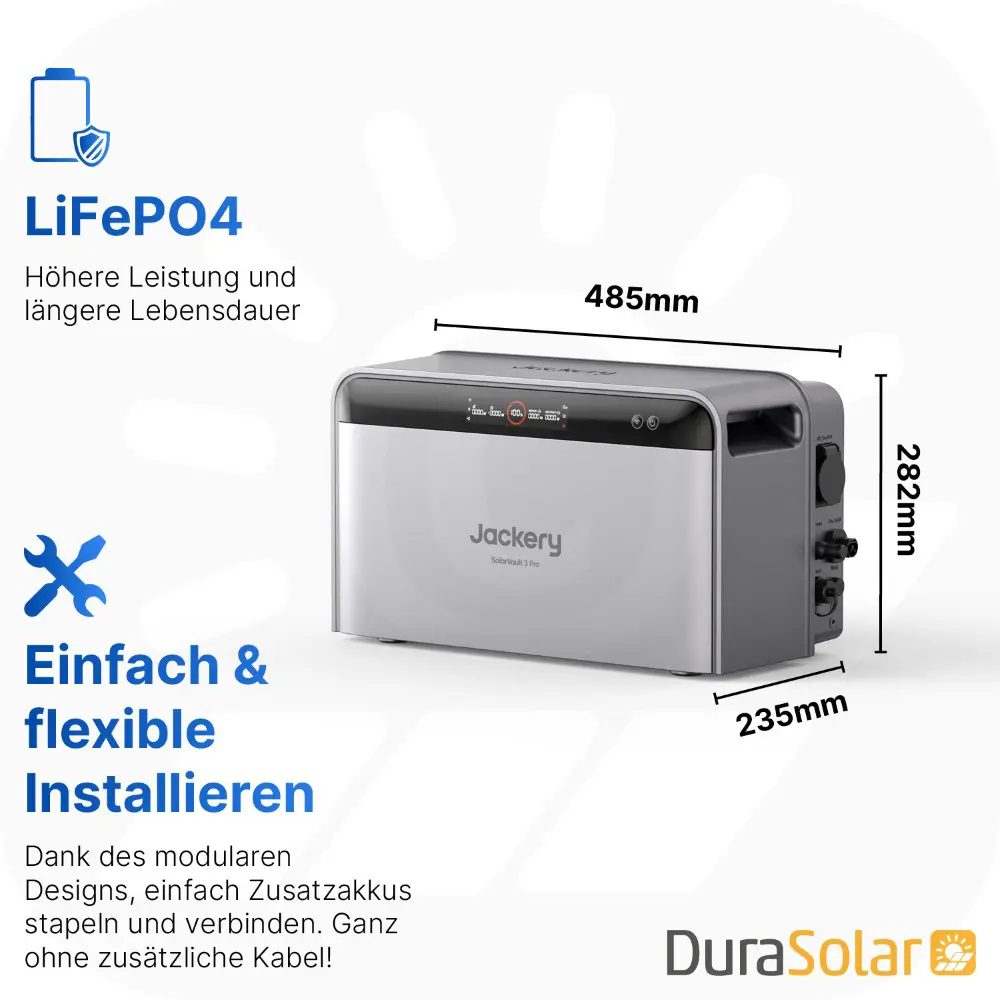 1000Wp Balkonkraftwerk mit Jackery SolarVault 3 Pro - 2,5kWh - 2x500Wp 