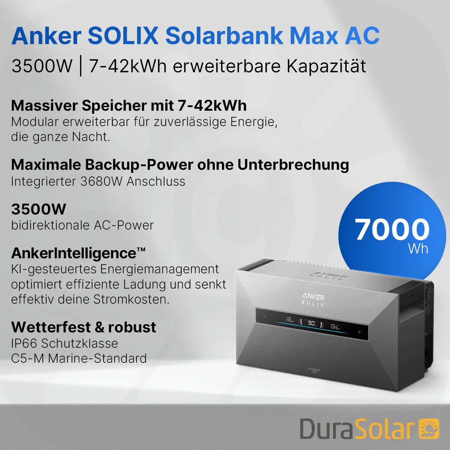 Anker SOLIX Solarbank Max AC - 7kWh - All-in-One - Plug&Play Heimspeicher für Solarnachrüstung