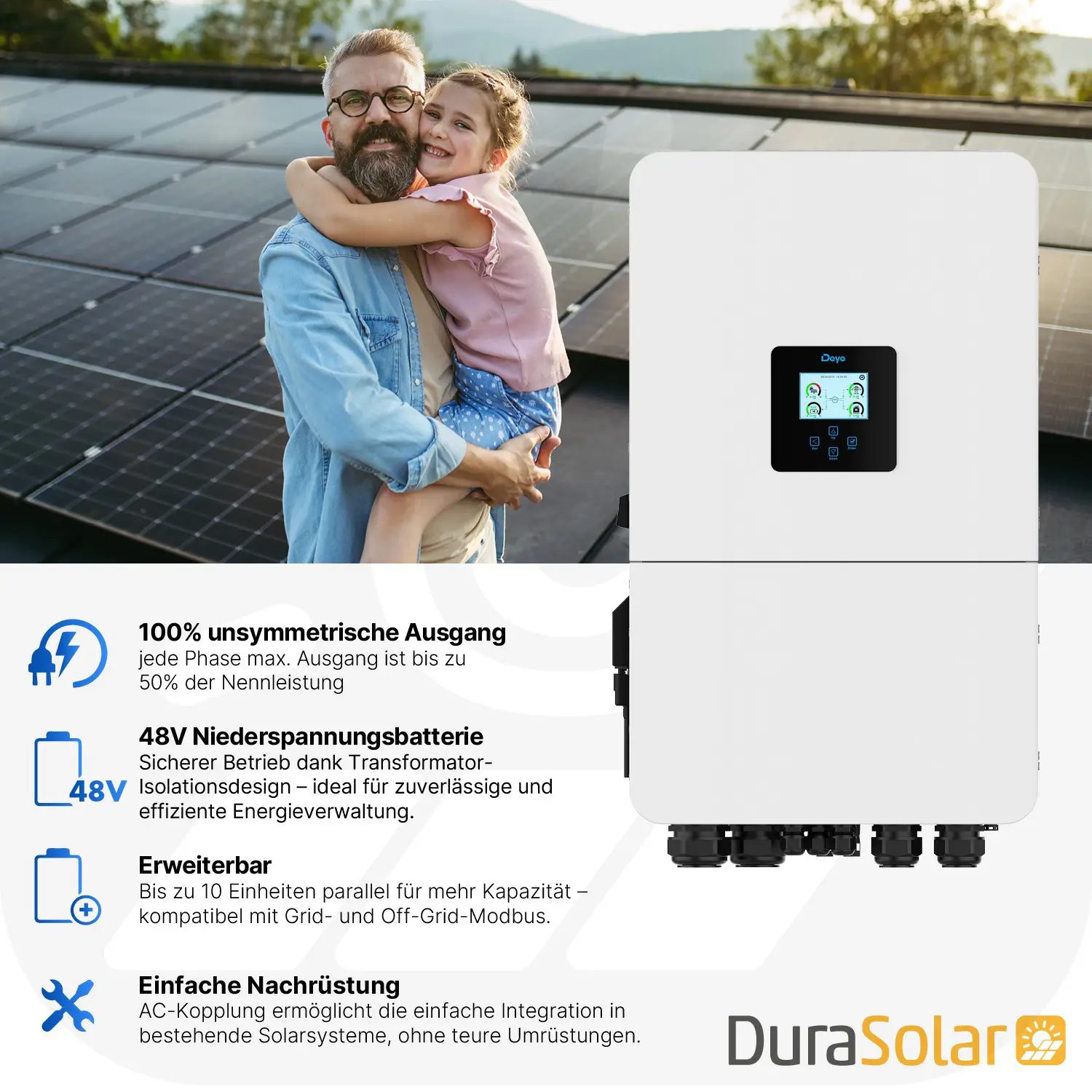 Deye Hybrid Wechselrichter | 12kW | LowVoltage | SUN-12K-SG05LP3-EU-SM2 | dreiphasig 