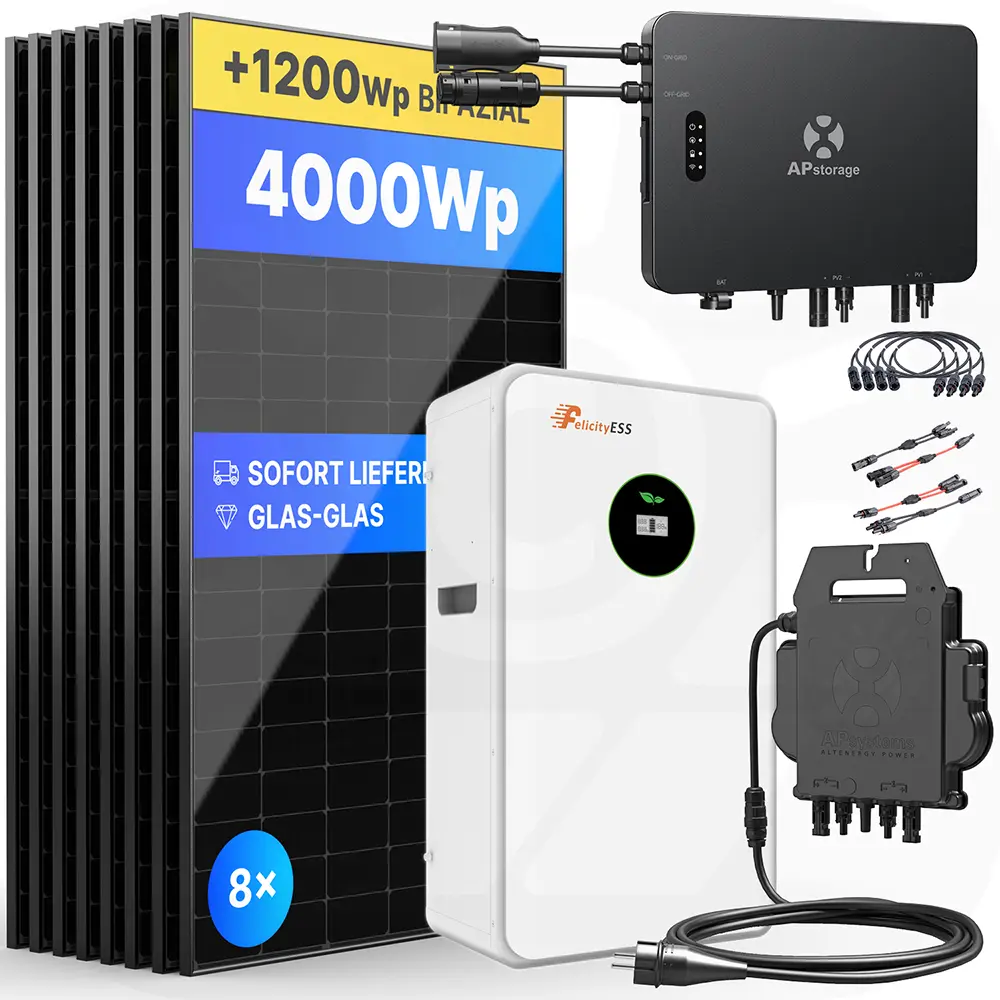 Apsystems EZHI 5,12kWh - 4000Wp - Balkonkraftwerk-Speicher-Set 