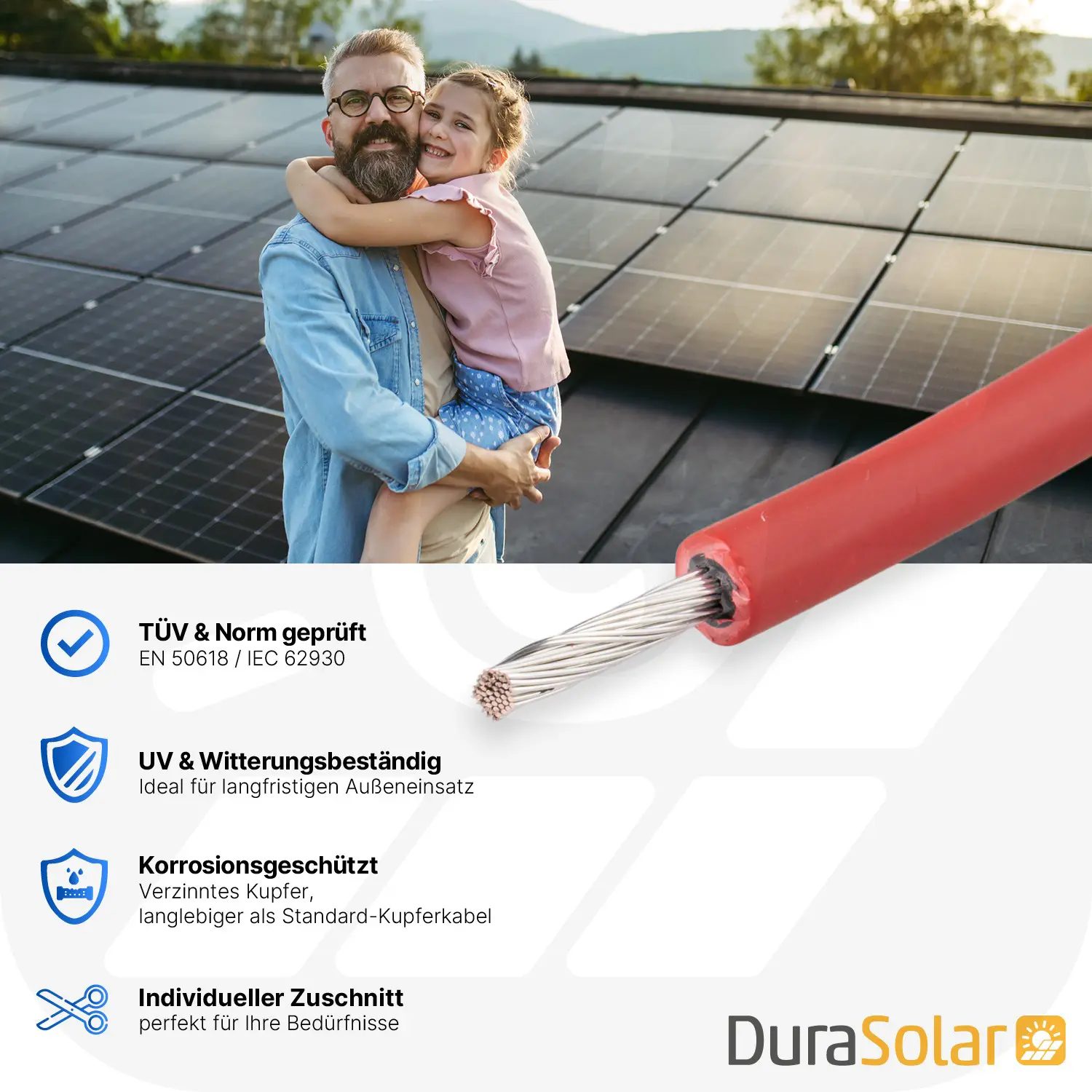 Solarkabel MC4 | 6mm² | Rot | Meterware Solarkabel MC4 | 6mm² | Rot | Meterware