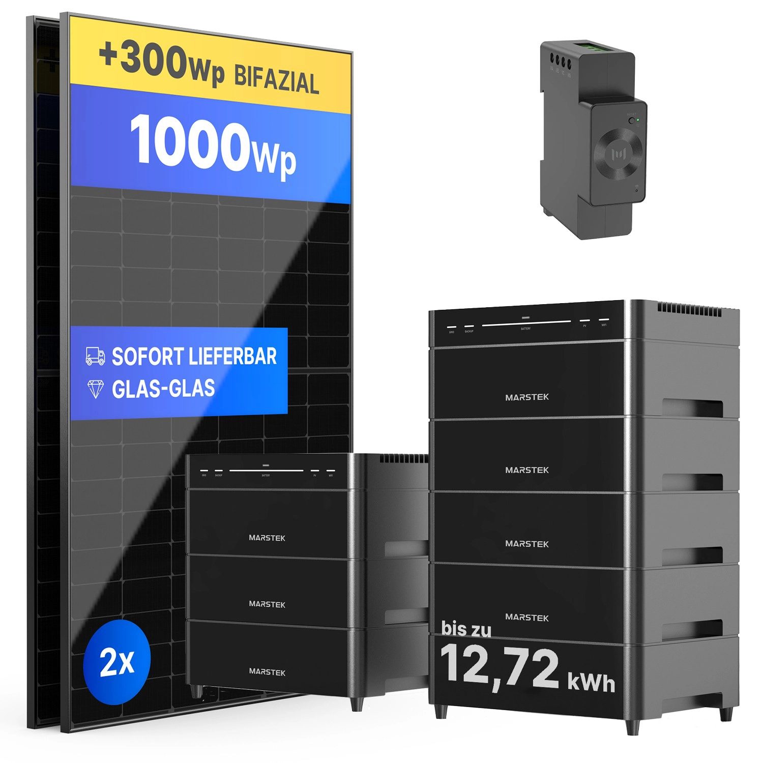 Balkonkraftwerk mit Marstek Venus A - 1000Wp/bis zu 10240Wh - Mini-PV-Anlage 