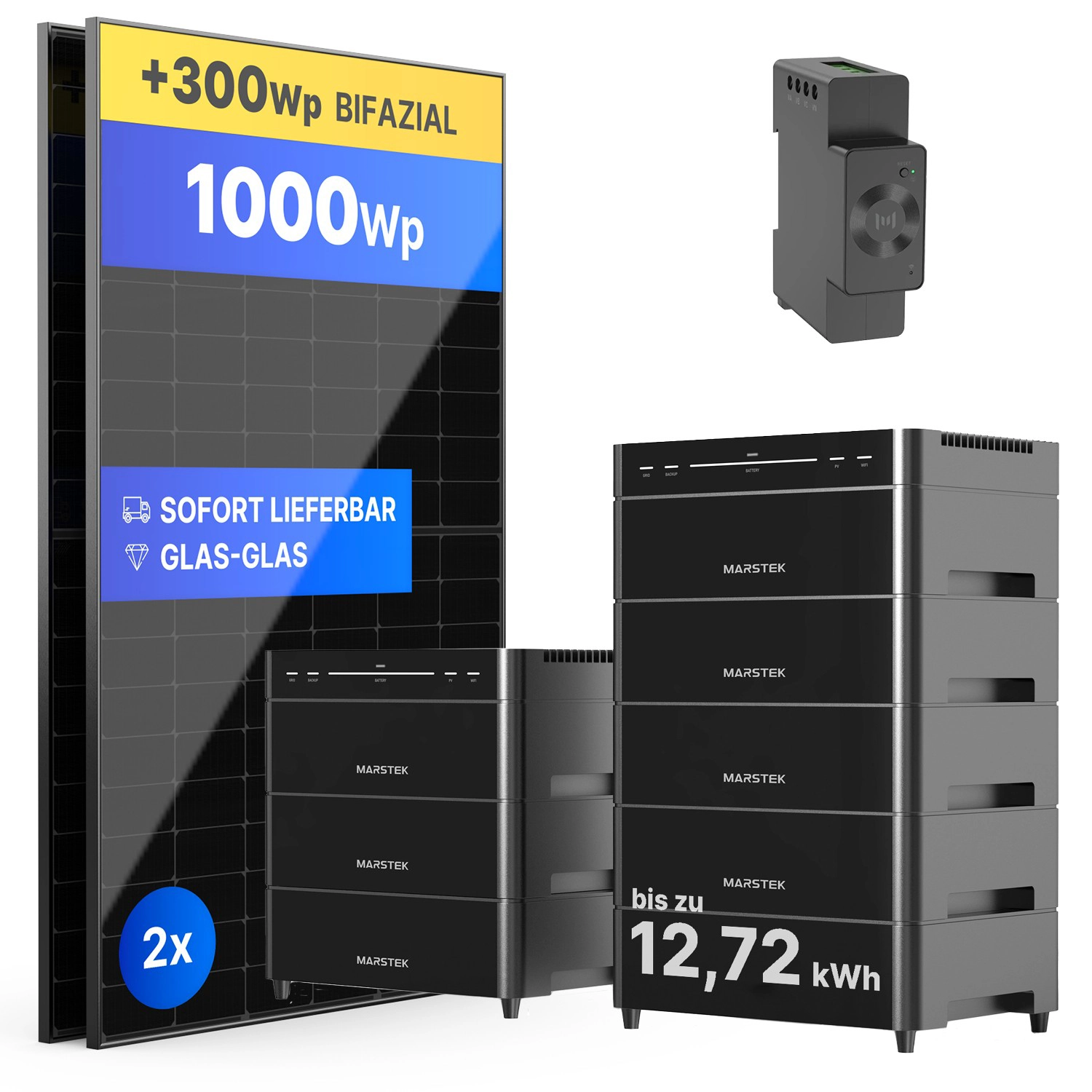 Balkonkraftwerk mit Marstek Venus A - 1000Wp/bis zu 10240Wh - Mini-PV-Anlage 