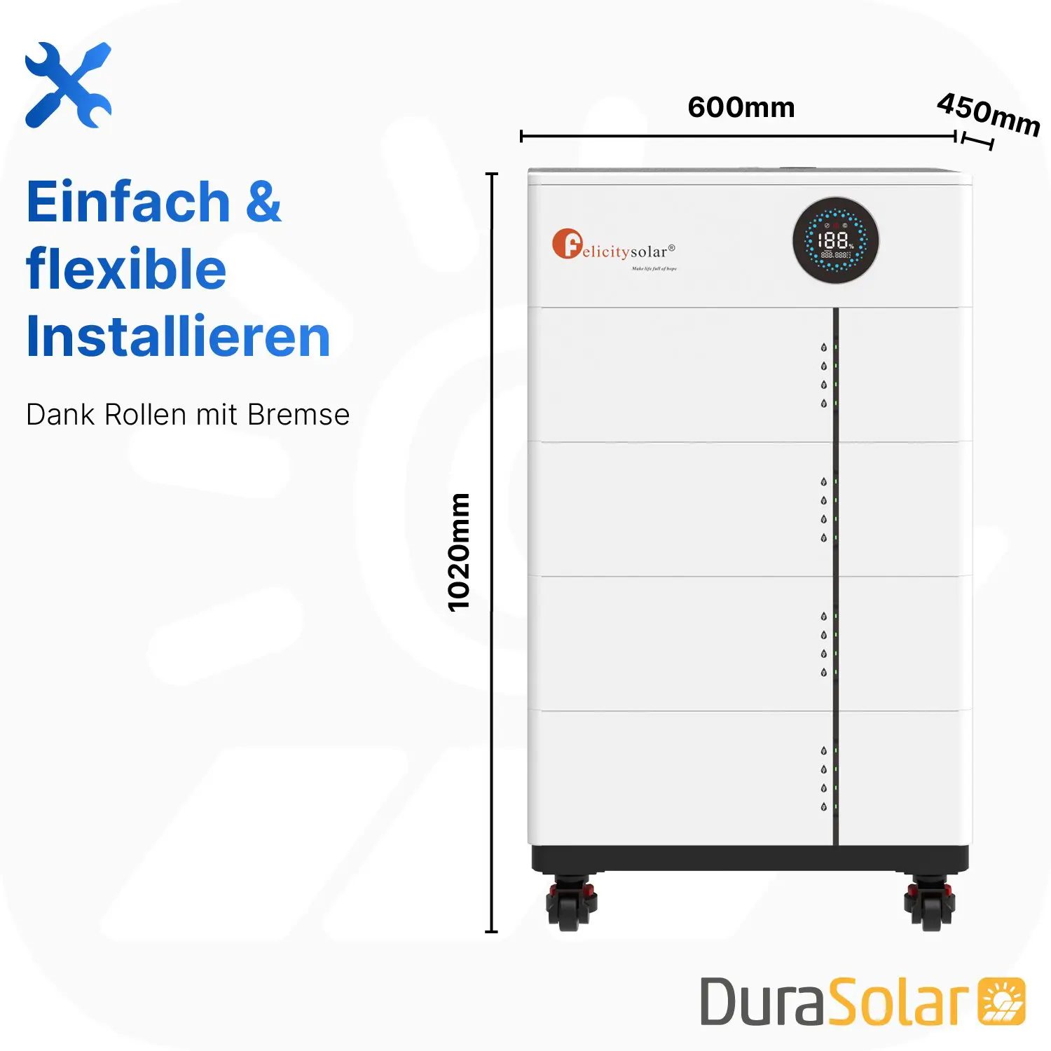 Felicity 25,6kWh PV-Speicher - LUX-X-48100LCG01 - Erweiterbare 48/51,2V LiFePO4 Batterie für Solaranlagen