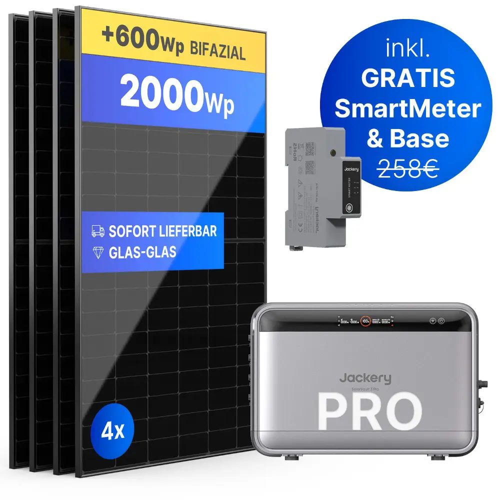 2000Wp Balkonkraftwerk mit Jackery SolarVault 3 Pro - XkWh - 4x500Wp 