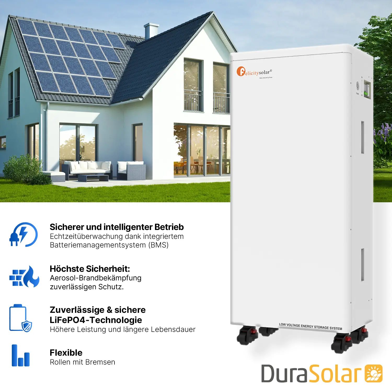 Felicity 14,3kWh Batteriespeicher | FLA48280-EU | Niedervolt | LiFePO4 Lithium-Ion Battery | 51,2V | 280Ah