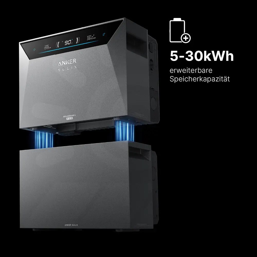 4000Wp Mini-PV-Anlage mit Anker SOLIX Solarbank 4 E5000 Pro - 5kWh - 8x500Wp 4000Wp Mini-PV-Anlage mit Anker SOLIX Solarbank 4 E5000 Pro - 5kWh - 8x500Wp