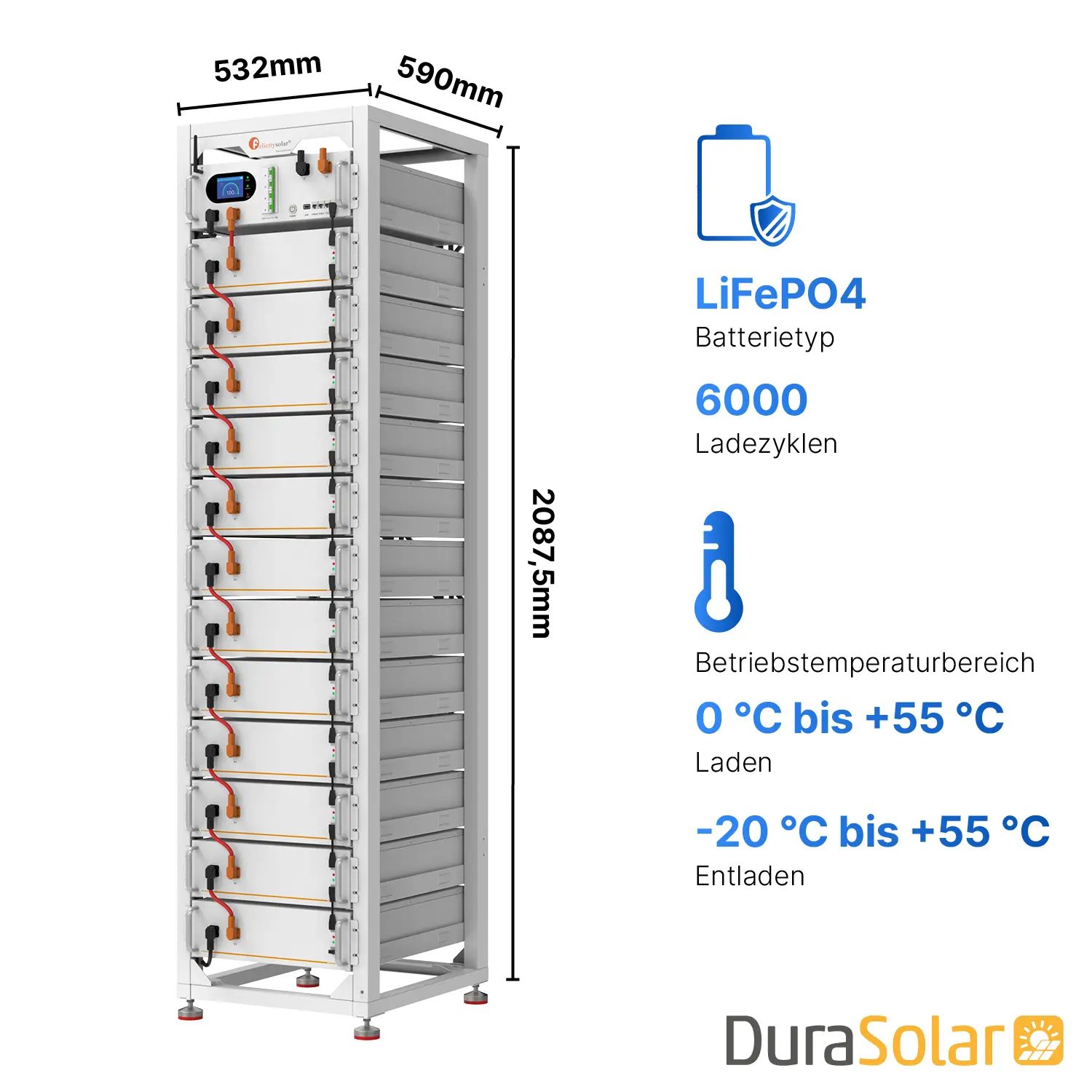 Felicity FLH48100UG2 PV-Speicher 56,32 kWh | Hochvolt LiFePO4