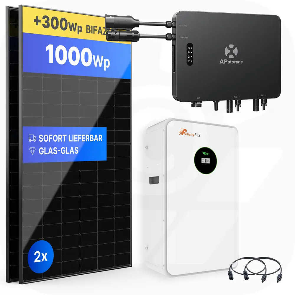 Apsystems EZHI 5,12kWh - 1000Wp - Balkonkraftwerk-Speicher-Set 