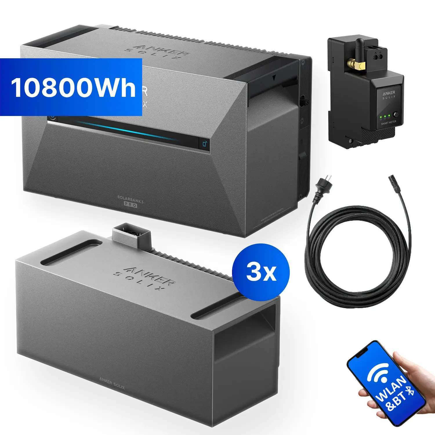 Anker SOLIX Solarbank 3 ink. SmartMeter & Erweiterungsspeicher - E2700 Pro - Balkonkraftwerkspeicher 