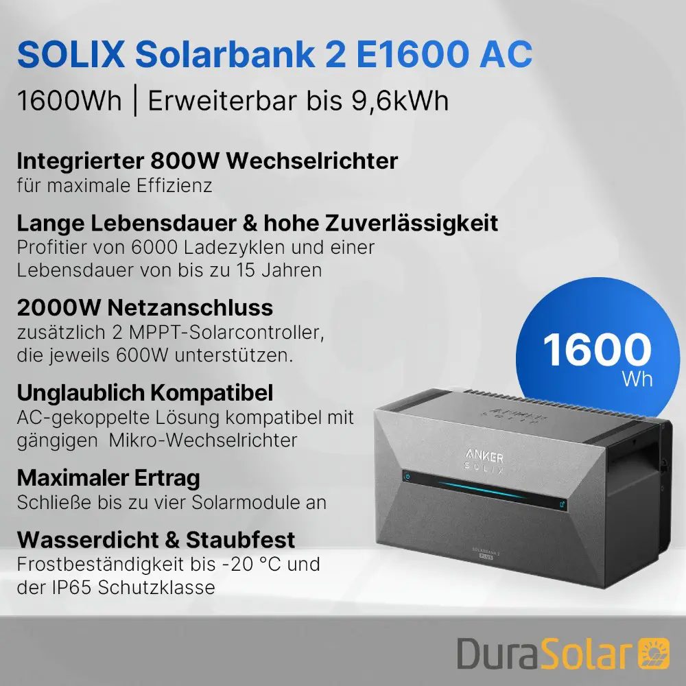 Anker SOLIX Solarbank 2 - E1600 AC - Balkonkraftwerkspeicher