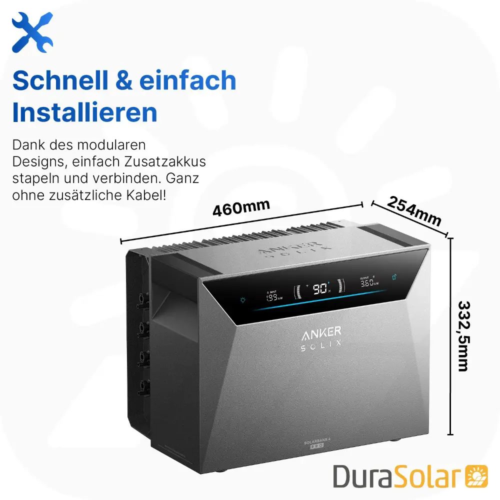 4000Wp Mini-PV-Anlage mit Anker SOLIX Solarbank 4 E5000 Pro - 5kWh - 8x500Wp 