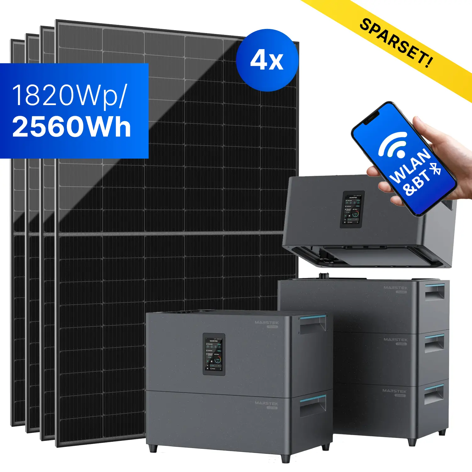 Balkonkraftwerk mit Marstek Jupiter C+ - 1820Wp/2560Wh - Mini-PV-Anlage  Balkonkraftwerk mit Marstek Jupiter C+ - 1820Wp/2560Wh - Mini-PV-Anlage