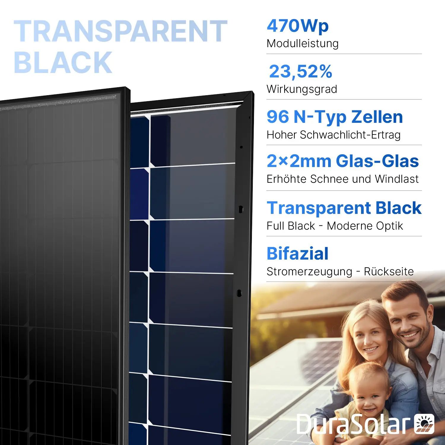 Balkonkraftwerk 800W/940Wp bifazial mit 3m Anschlusskabel 