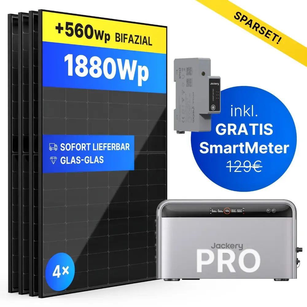 1880Wp Balkonkraftwerk mit Jackery SolarVault 3 Pro - XkWh - 4x460Wp 