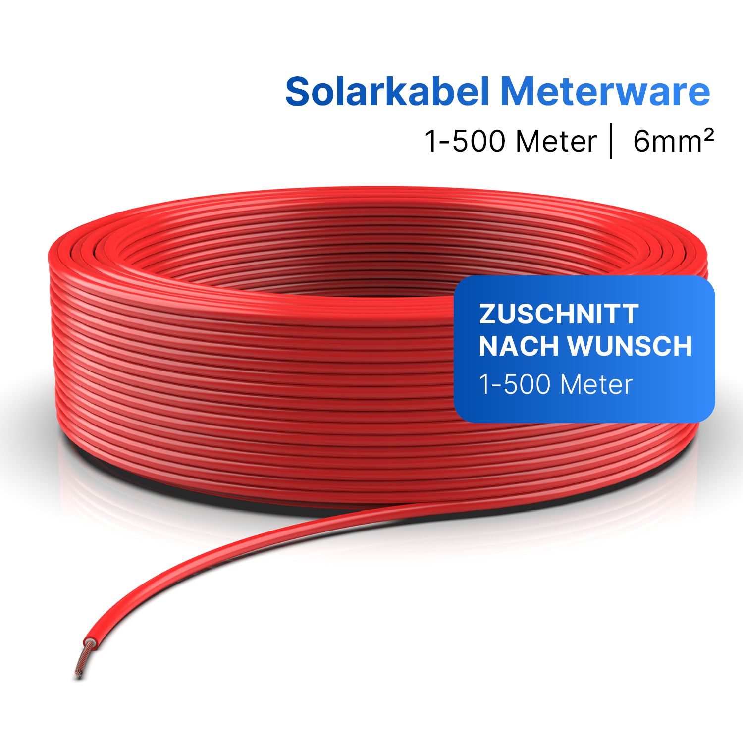 Solarkabel | Markenqualität | 6mm² | Rot | Meterware Farbe: Rot / Kabelquerschnitt: 6mm² Solarkabel | Markenqualität | 6mm² | Rot | Meterware Farbe: Rot / Kabelquerschnitt: 6mm²